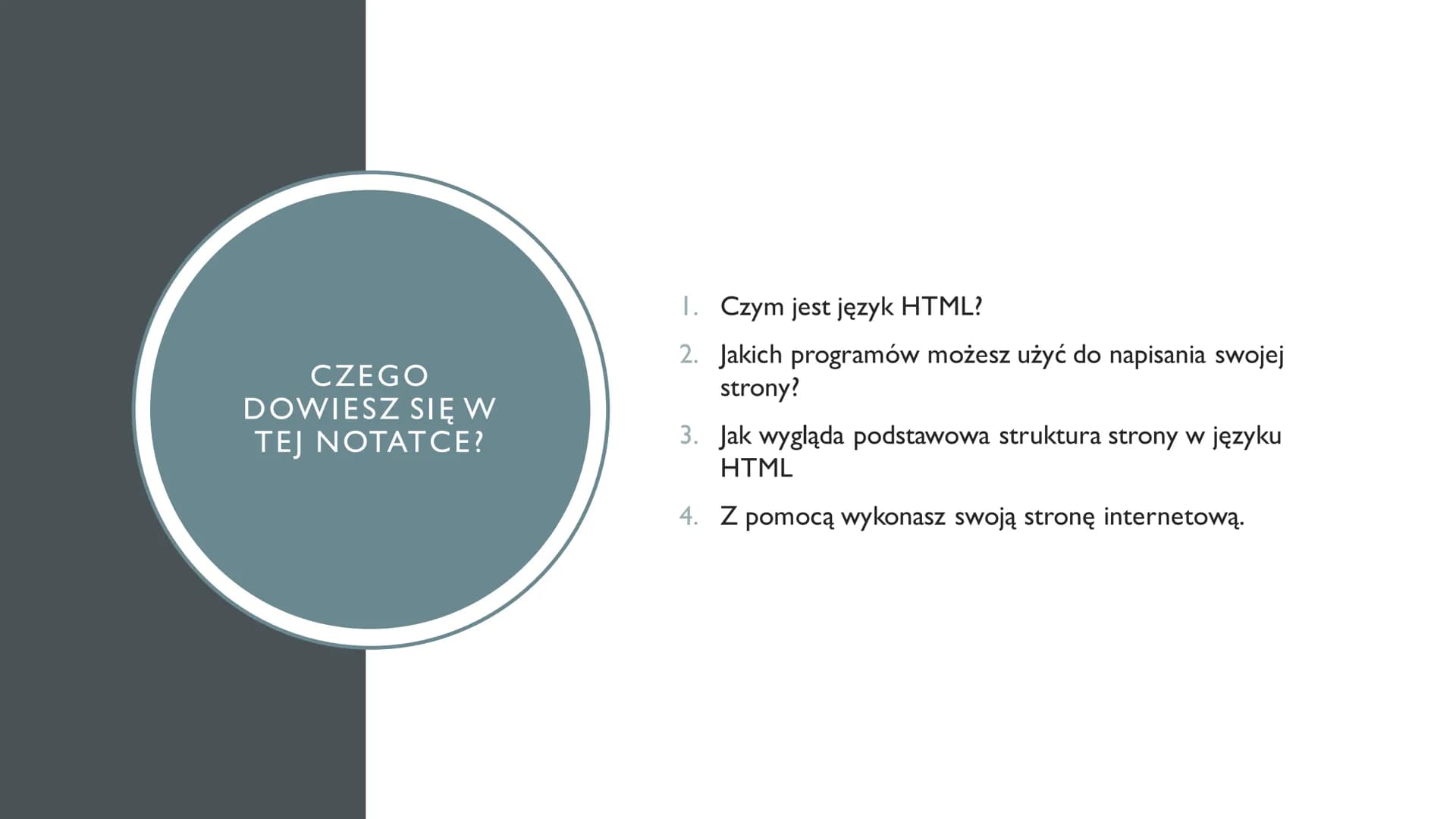 # TWORZENIE STRONY
## INTERNETOWEJ

Podstawowe infromacje na temat HTML

@szyszusiowe_notatki CZEGO
DOWIESZ SIĘ W
TEJ NOTATCE?

1. Czym jest