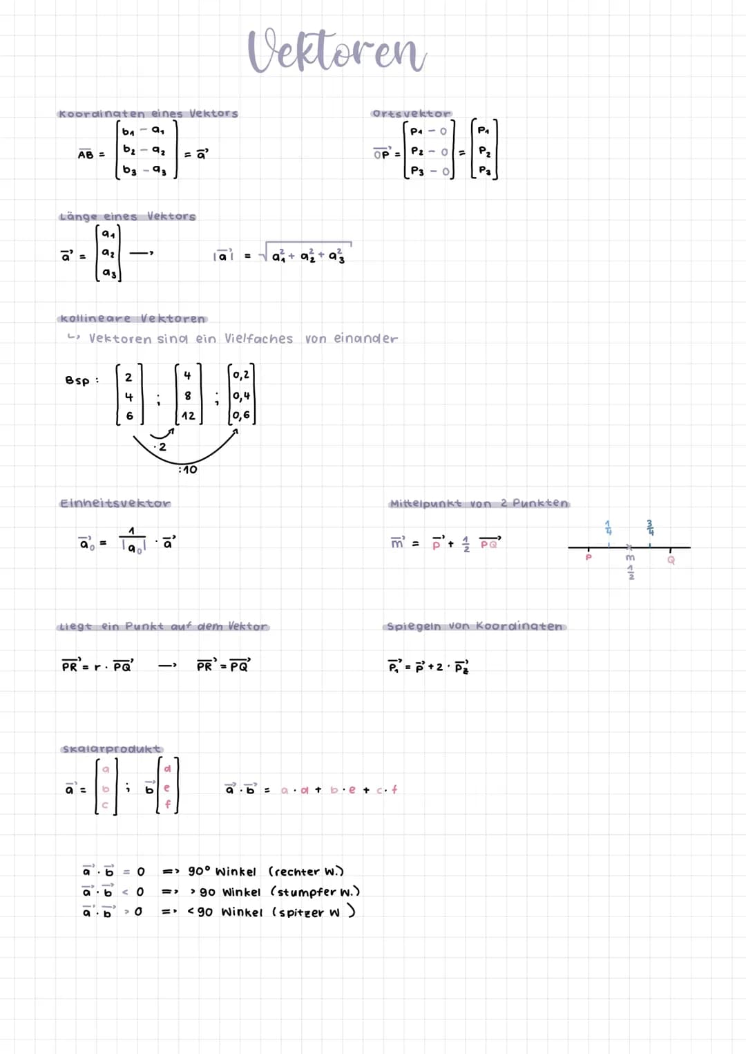# Vektoren

Koordinaten eines Vektors

AB = $\begin{bmatrix} b_1 - a_1 \\ b_2 - a_2 \\ b_3 - a_3 \end{bmatrix}$ = $\vec{a}$'

Länge eines Ve