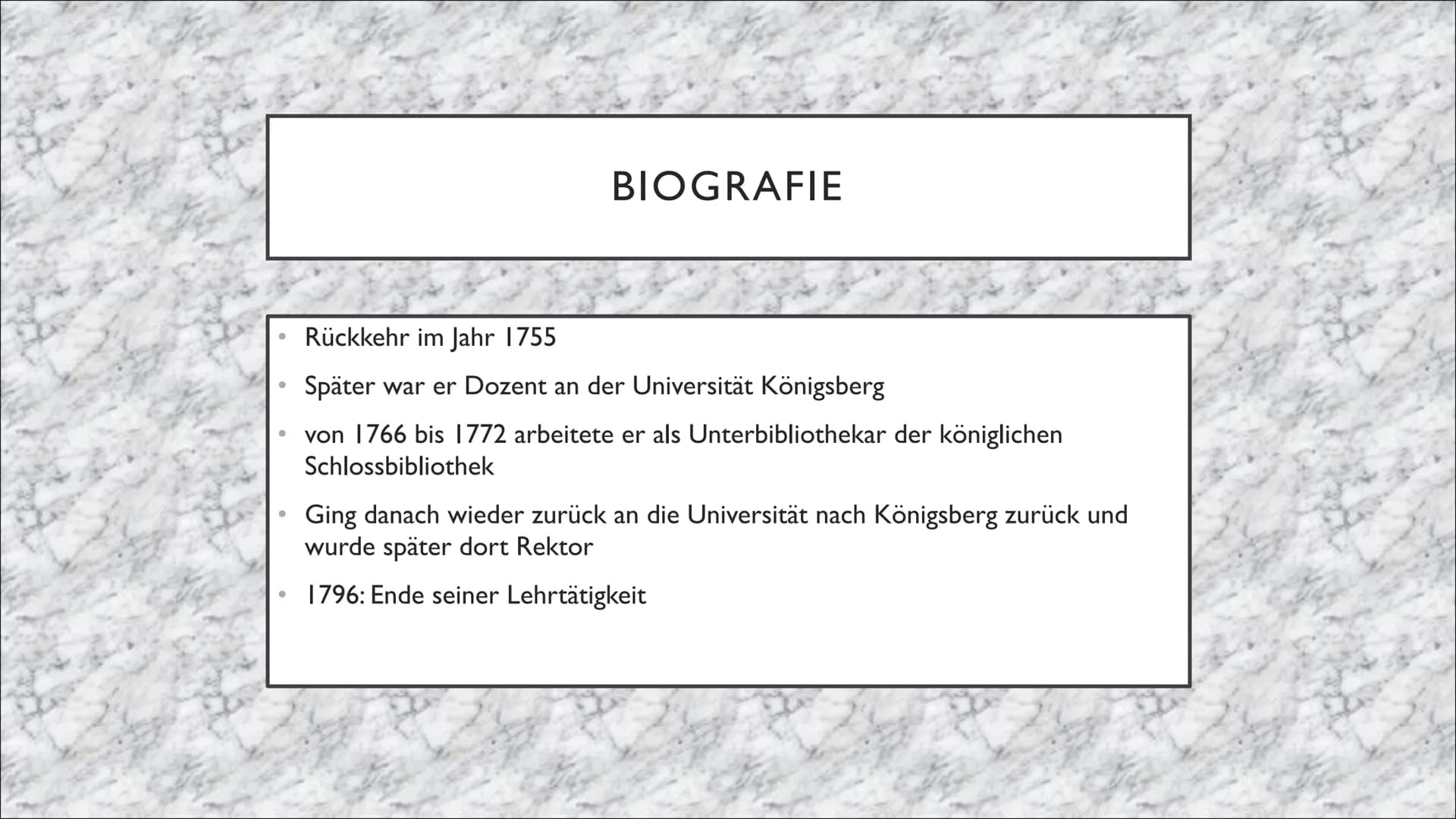IMMANUEL KANT

Von Anna Lena und Anna INHALT

1. Steckbrief
2. Allgemeines
3. Biografie
4. Kritik der reinen Vernunft(die vier
wesentlichen 