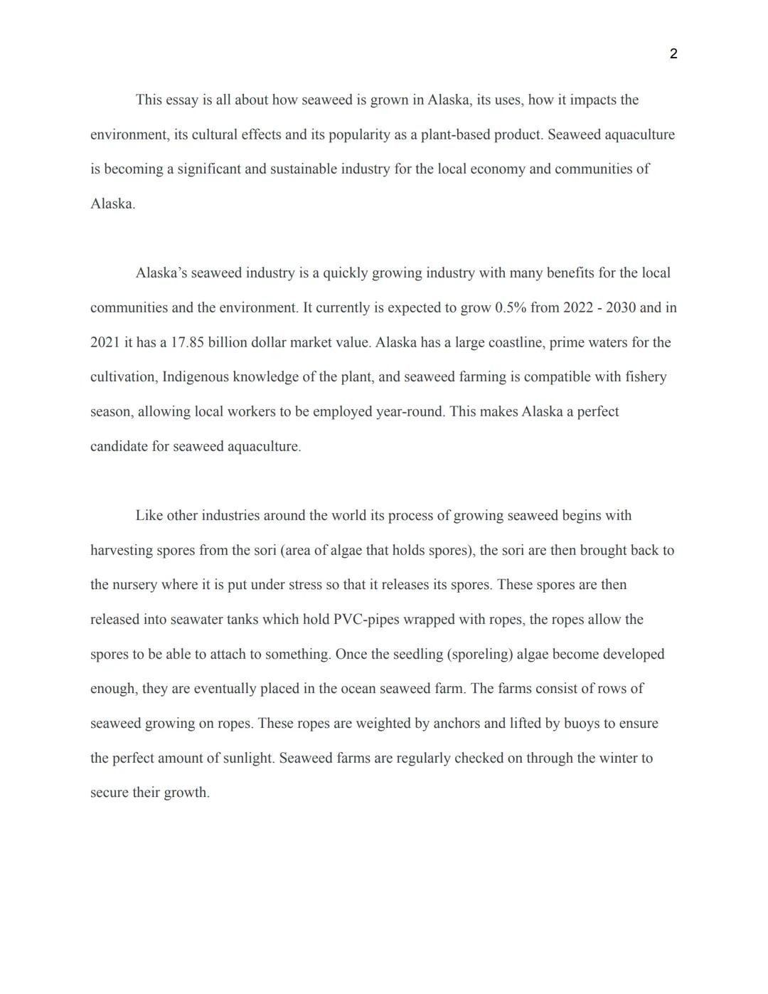 Seaweed Mariculture & Aquaculture

Ayla Benson

Hutchinson High School

Marine Biology

Ms.Kaspari

March 2, 2023

1 This essay is all about