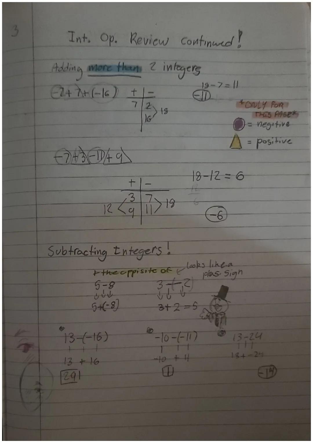 2
# Integer Operations Review
Zero pairs - Additive Inverse

E
→

-7
0
7
(AI)

Same distance from zero
a+(-a) = 0
ata = 0

Absolute value = 