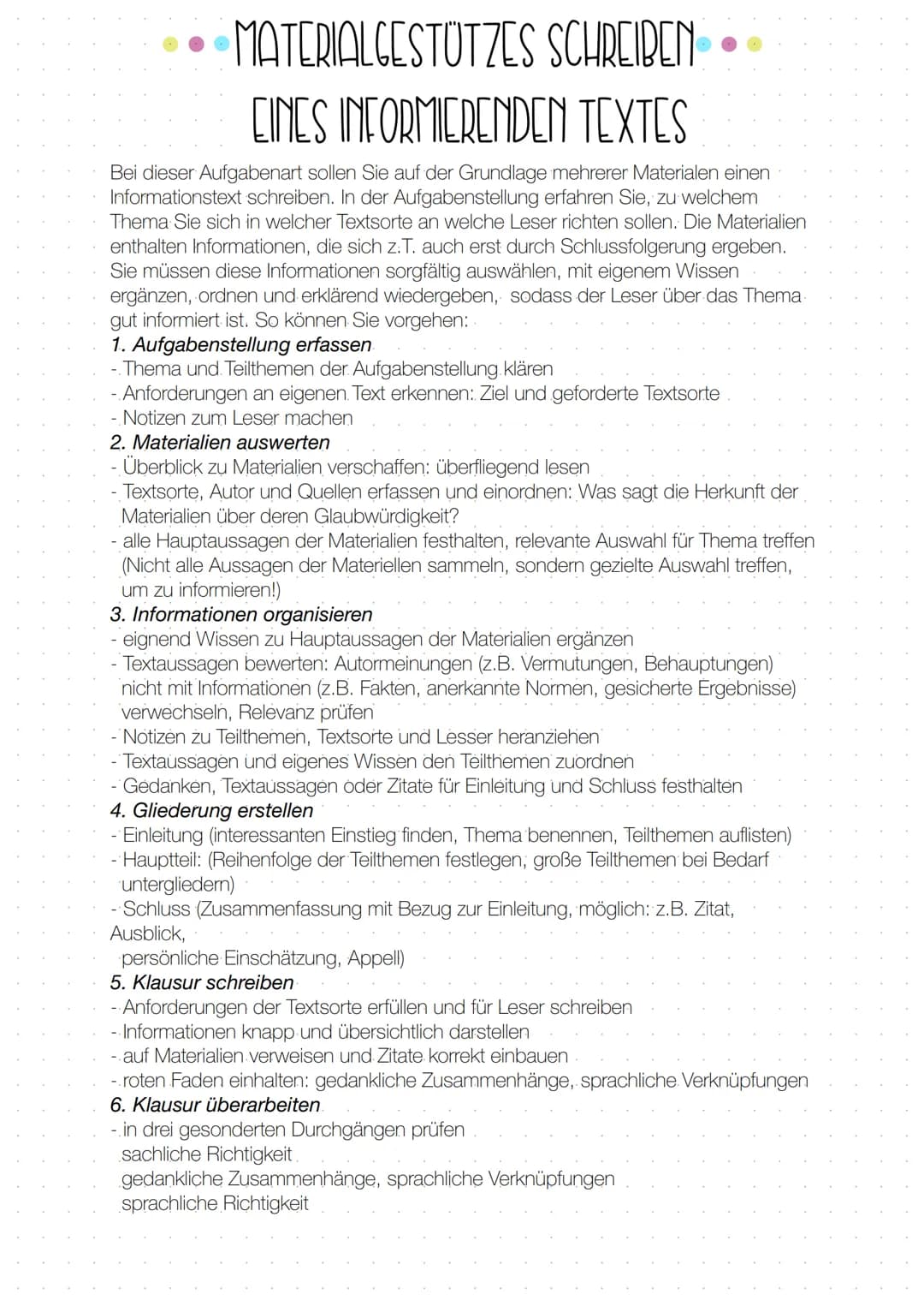 •••MATERIALGESTÜTZES SCHREIBEN.

EINES INFORMIERENDEN TEXTES

Bei dieser Aufgabenart sollen Sie auf der Grundlage mehrerer Materialen einen

