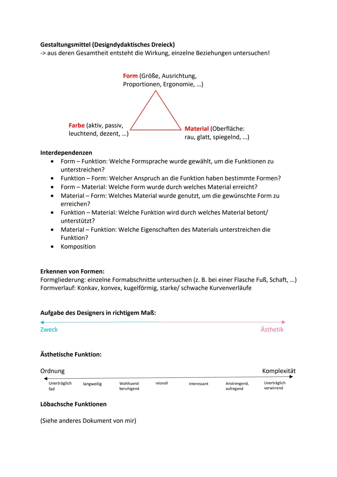 # Abiturlernzettel Design

Design bezeichnet die formgerechte und funktionale Gestaltgebung eines Gebrauchs-
gegenstandes. Das Design wird i
