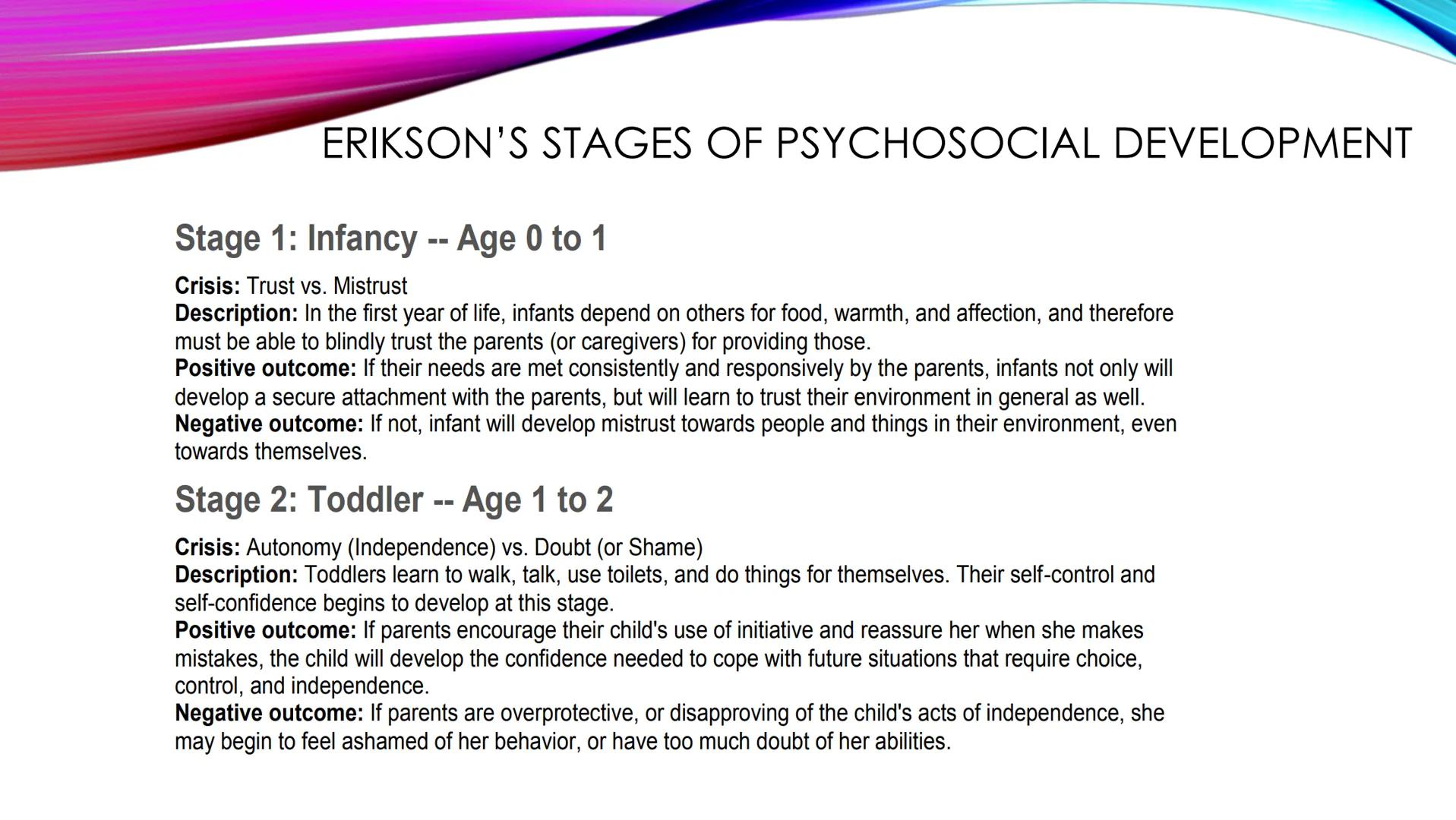 Theories of Erik Erikson (1902-1994)

• German Developmental
Psychologist

• Influenced by the Freudian
psychoanalytic perspective (trained
