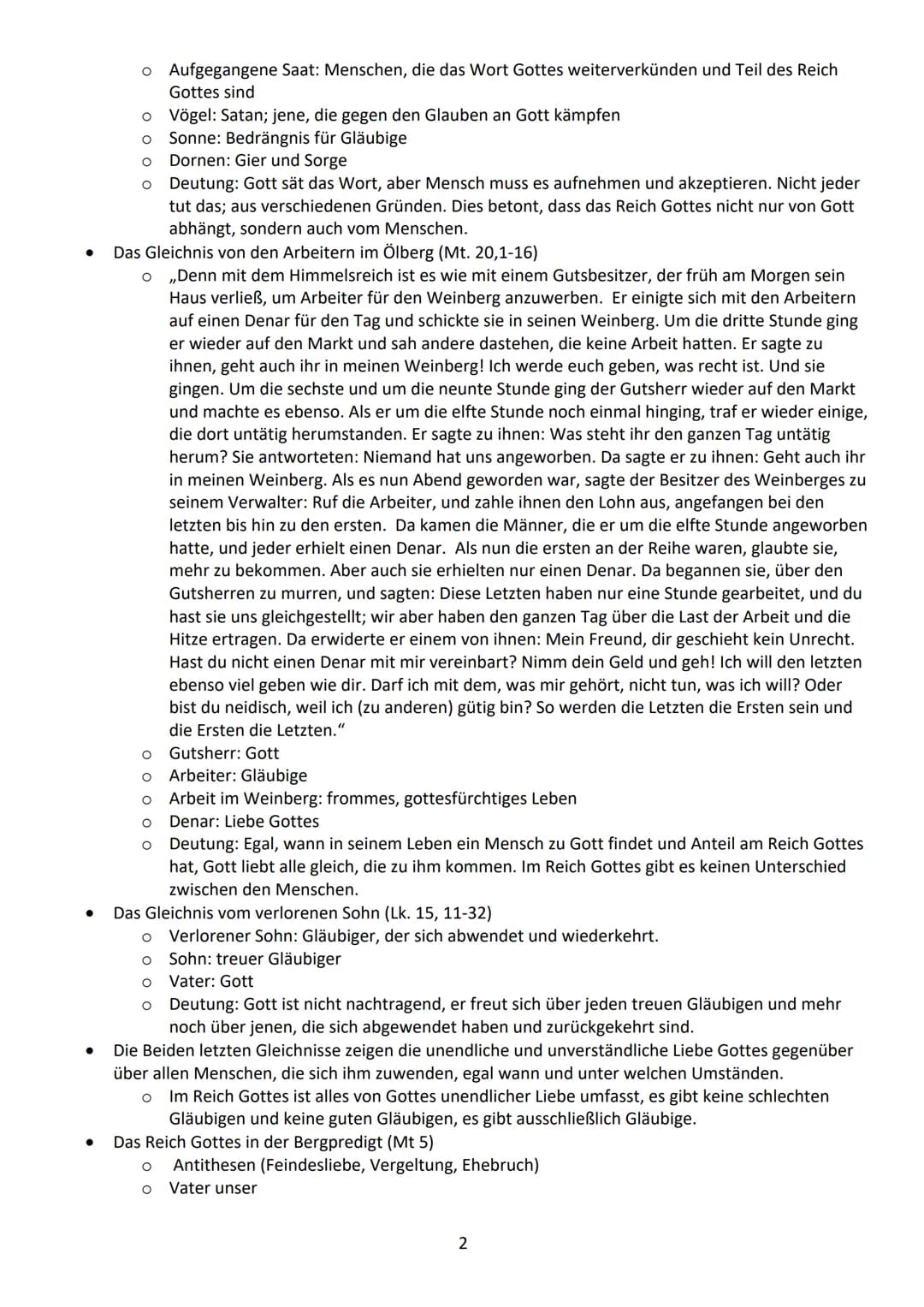 # Lernzettel Religion 2022

I. Christologie

Reich-Gottes-Verkündigung-Jesu

- Reich Gottes ist kein Ort, sondern ein Weg, der sich ständig 
