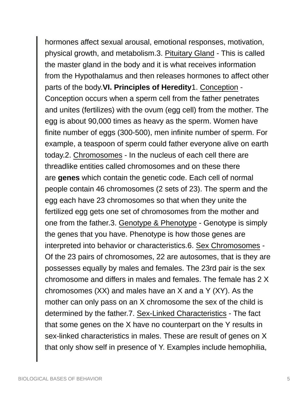 # BIOLOGICAL BASES OF
# BEHAVIOR

I. OVERVIEW

1. Influence of Body on Behavior - No one will argue that the body
and its mechanisms have a 
