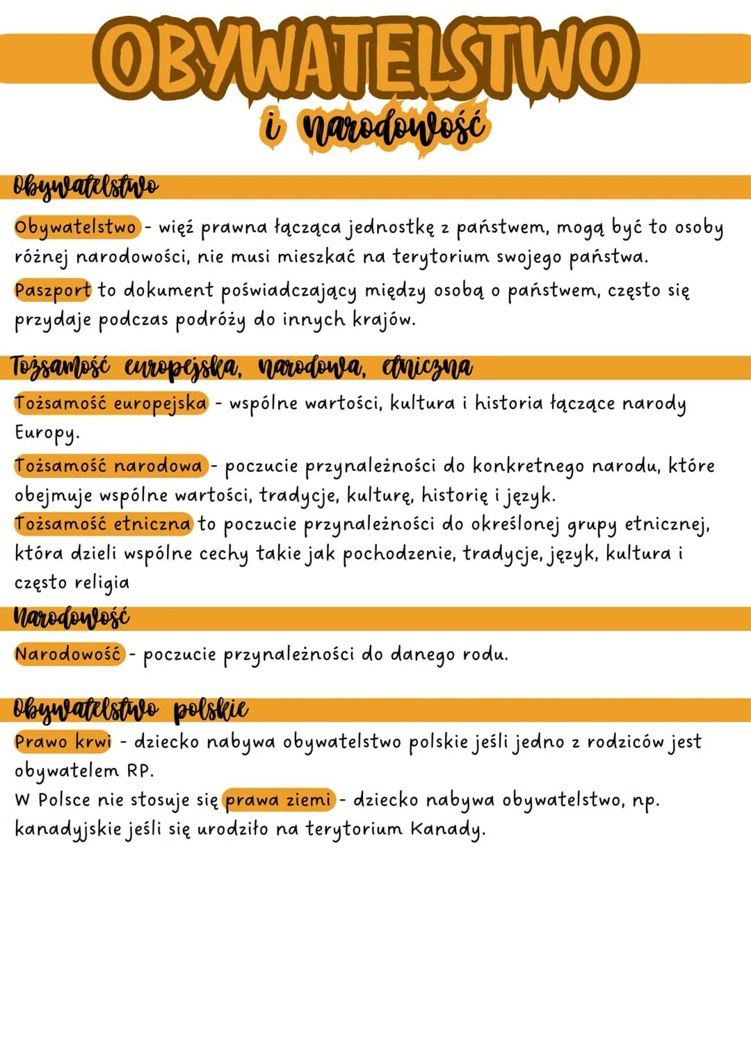 # OBYWATELSTWO

i narodowość

Obywatelstwo

Obywatelstwo - więź prawna łącząca jednostkę z państwem, mogą być to osoby
różnej narodowości, n