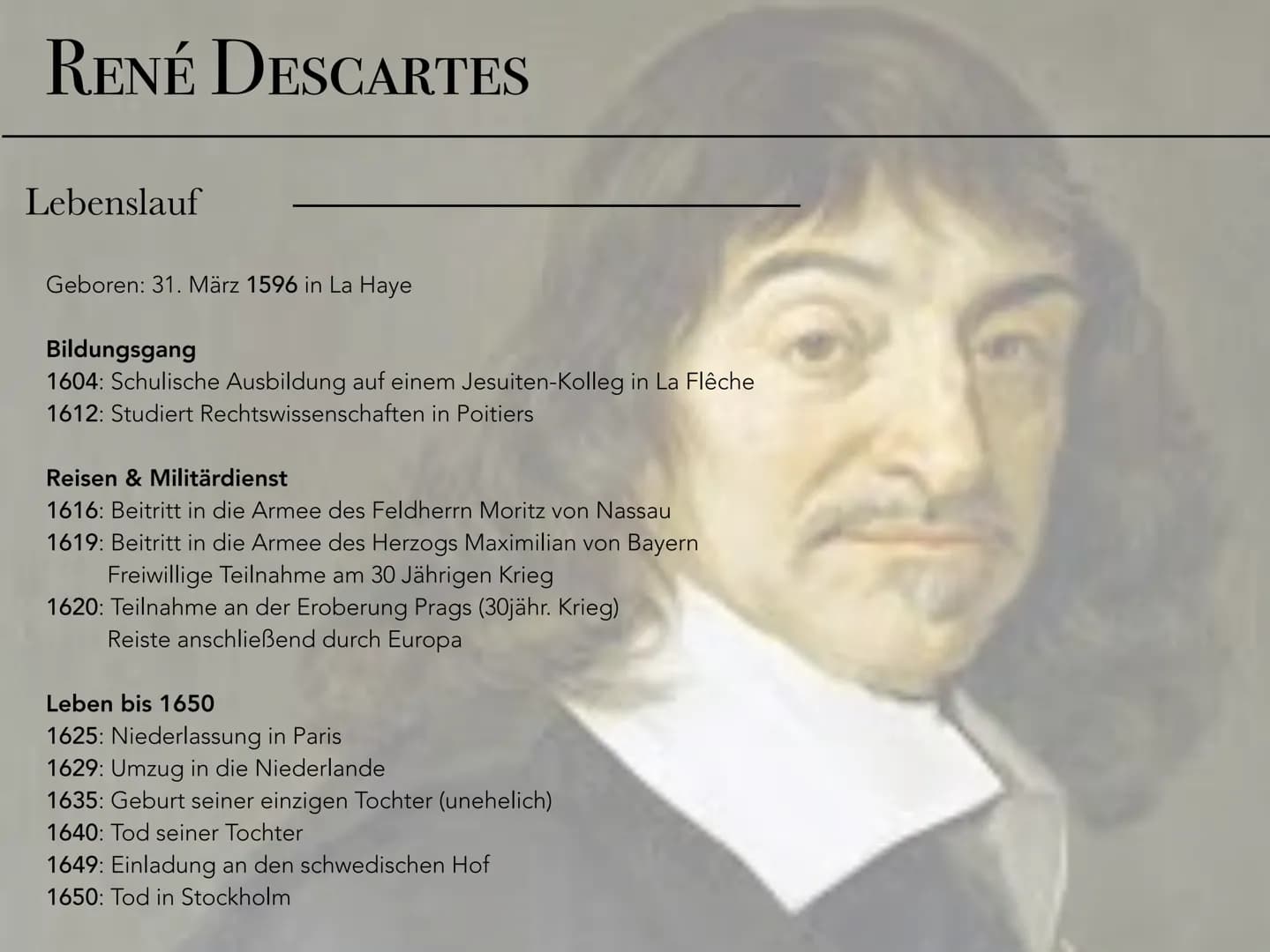 # RENÉ DESCARTES

cogito ergo sum

Ein Philosoph, ein Mathematiker
und ein Wissenschafter.

Jolina Moeckel # RENÉ DESCARTES

cogito ergo sum