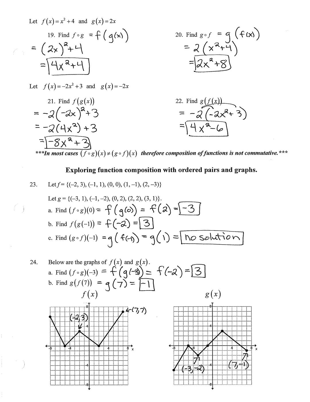 # OPERATIONS WITH FUNCTIONS

Key

Operations with Functions (for all functions f and g)

SUM

$f+g=(f+g)(x) = f(x)+g(x)$

DIFFERENCE $f-g=(f