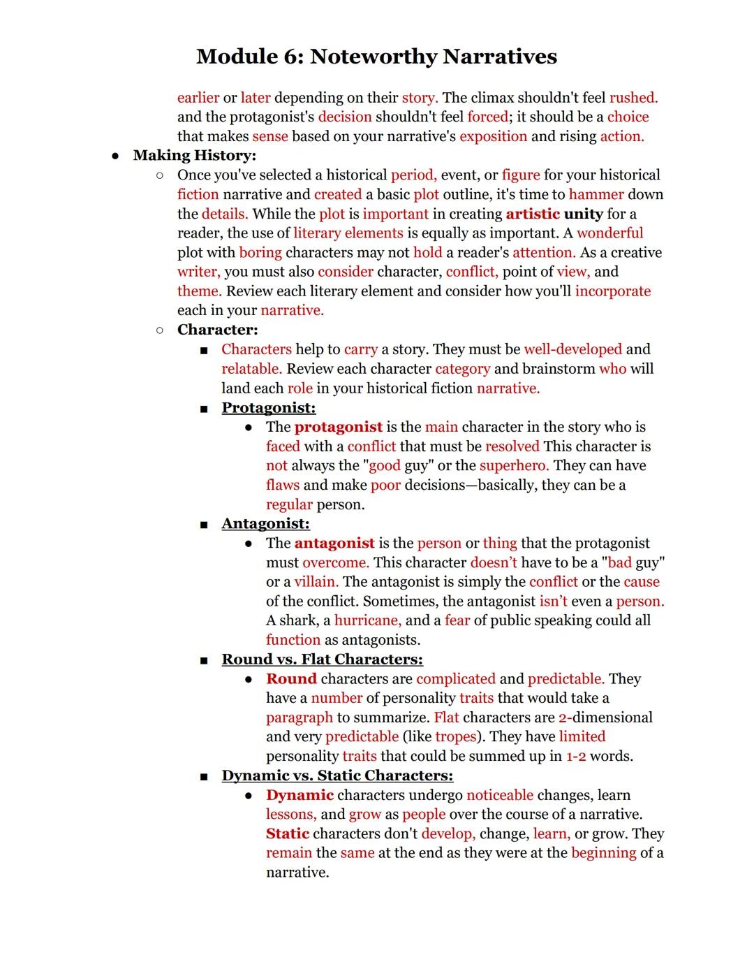 # Module 6: Noteworthy Narratives

06.01: Establishing a Narrative

• Fiction has a way of bringing history to life. Where textbooks leave o