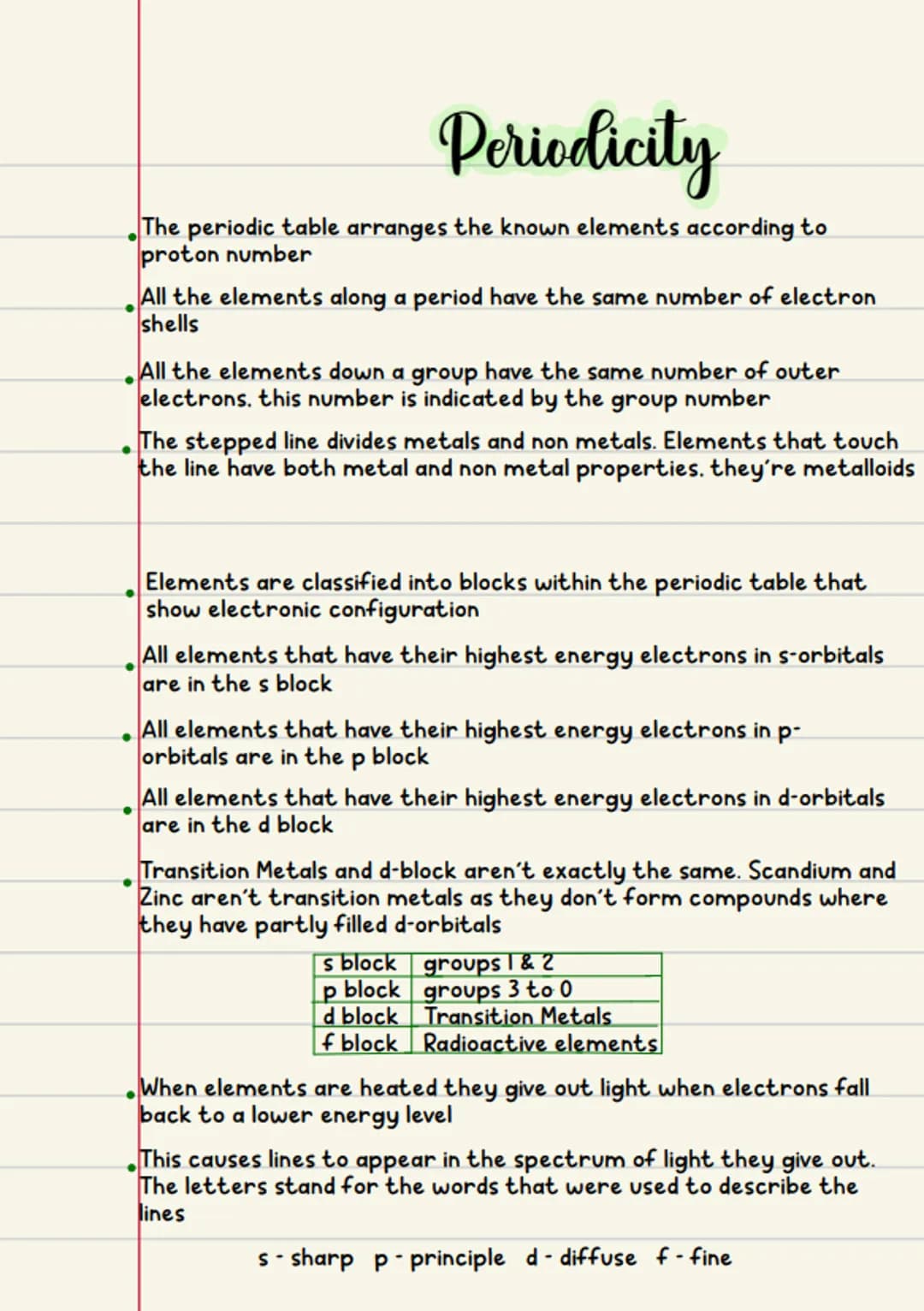 # Periodicity

*   The periodic table arranges the known elements according to
    proton number
*   All the elements along a period have th