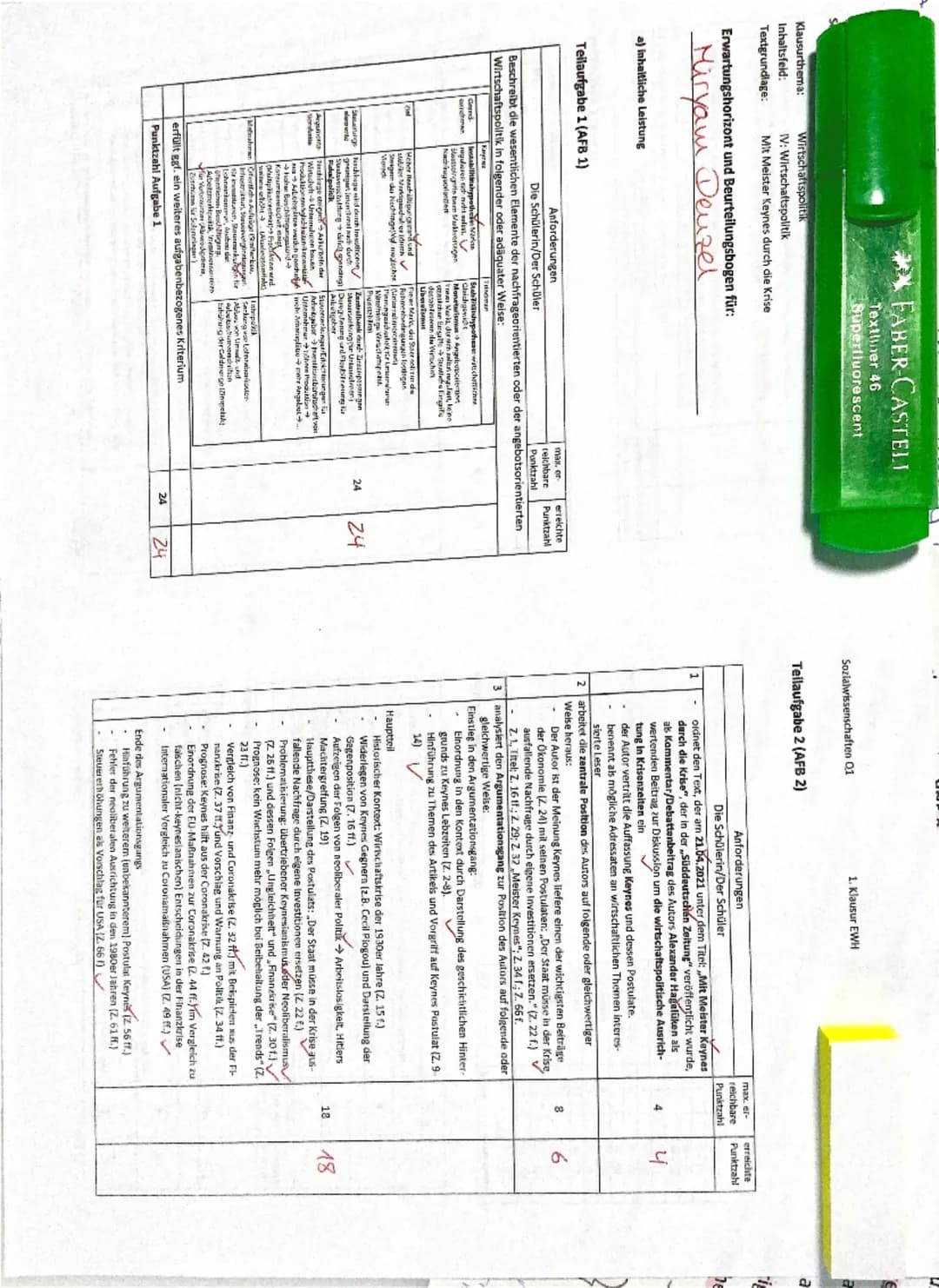 FABER-CASTELI
Textliner 46
Superfluorescent

Klausurthema:
Inhaltsfeld:
Textgrundlage:
Wirtschaftspolitik
IV: Wirtschaftspolitik
Mit Meister