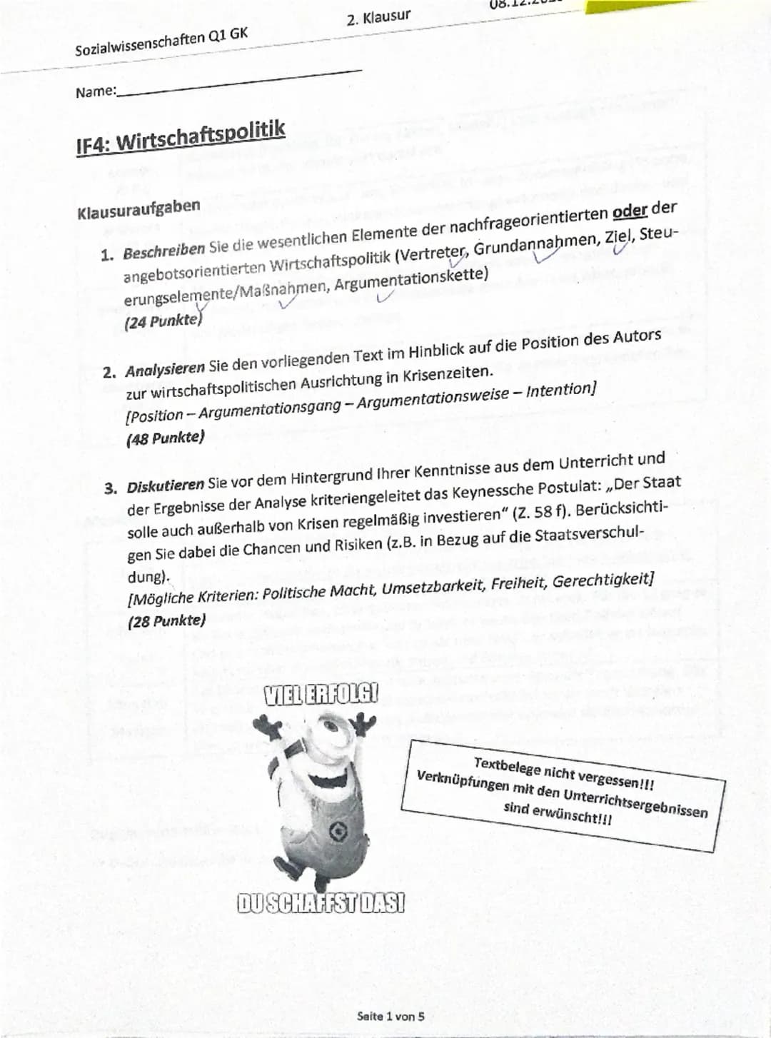 FABER-CASTELI
Textliner 46
Superfluorescent

Klausurthema:
Inhaltsfeld:
Textgrundlage:
Wirtschaftspolitik
IV: Wirtschaftspolitik
Mit Meister