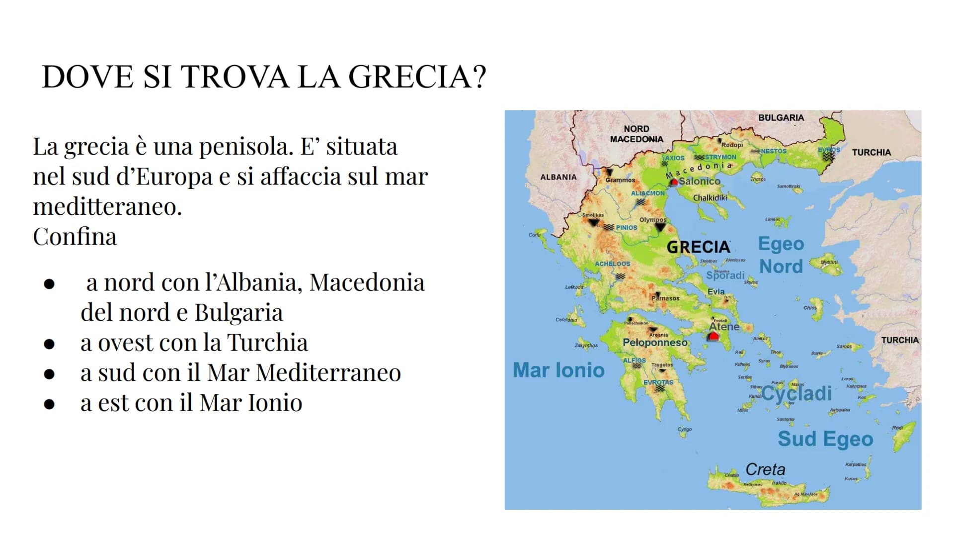 # LA GRECIA

LIVIA NASTASI, BENEDETTA CUCINI 2°D, 11/05/2023 # DOVE SI TROVA LA GRECIA?

La grecia è una penisola. E' situata
nel sud d'Euro