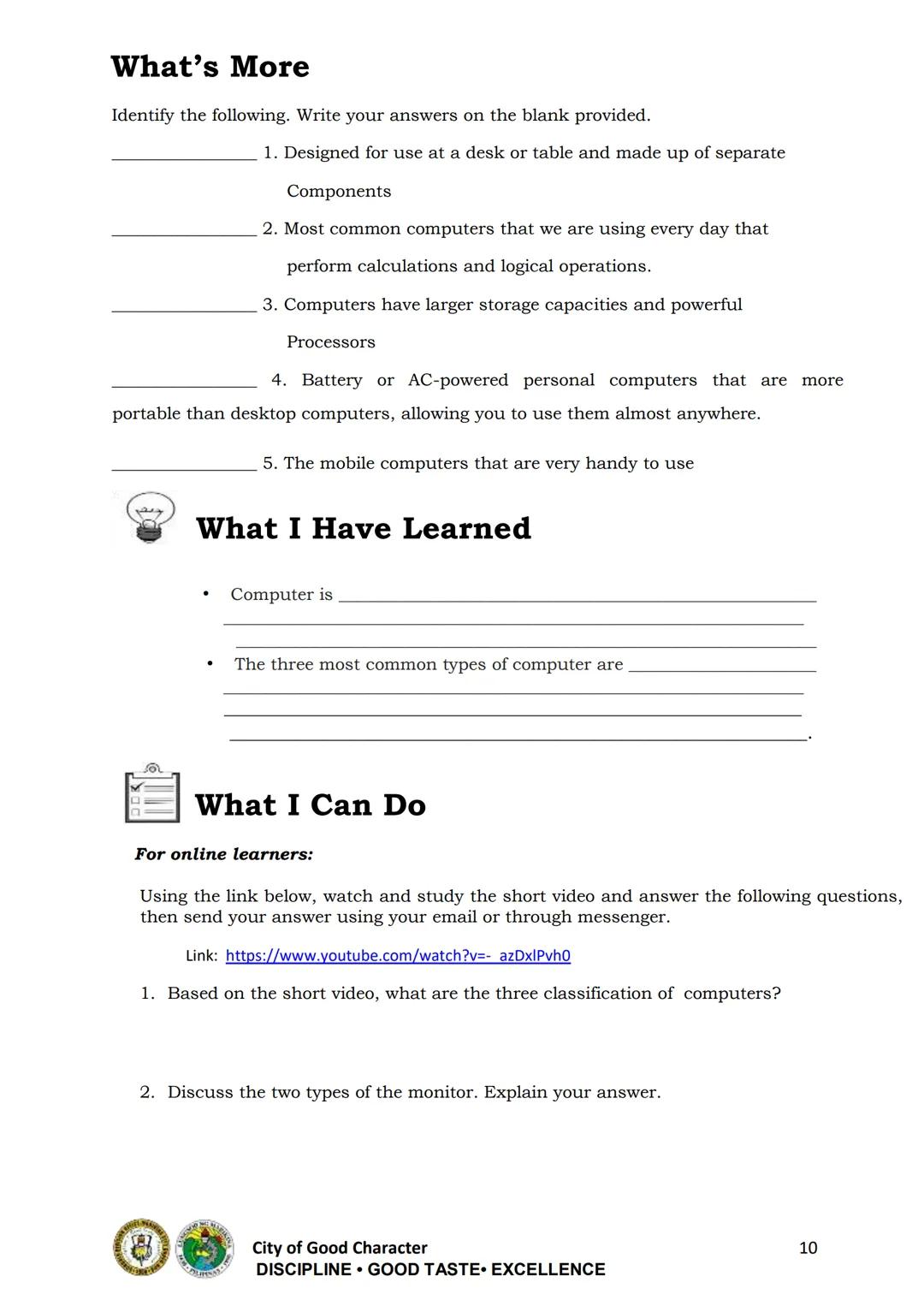 9
Department of Education
National Capital Region
SCHOOLS DIVISION OFFICE
MARIKINA CITY
TLE-Information and Communication Technology
Compute