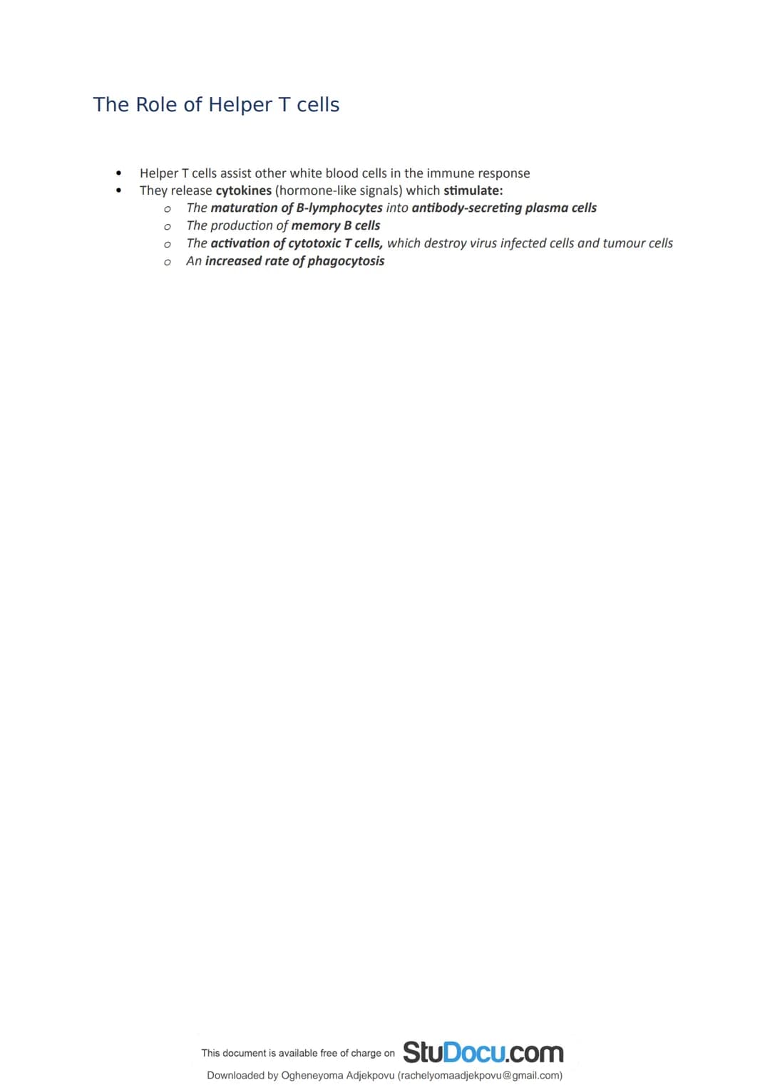# StuDocu.com

Immunity Section 2.5 notes AS Biology

Biology A1 (Sixth Form (UK))

StuDocu is not sponsored or endorsed by any college or u