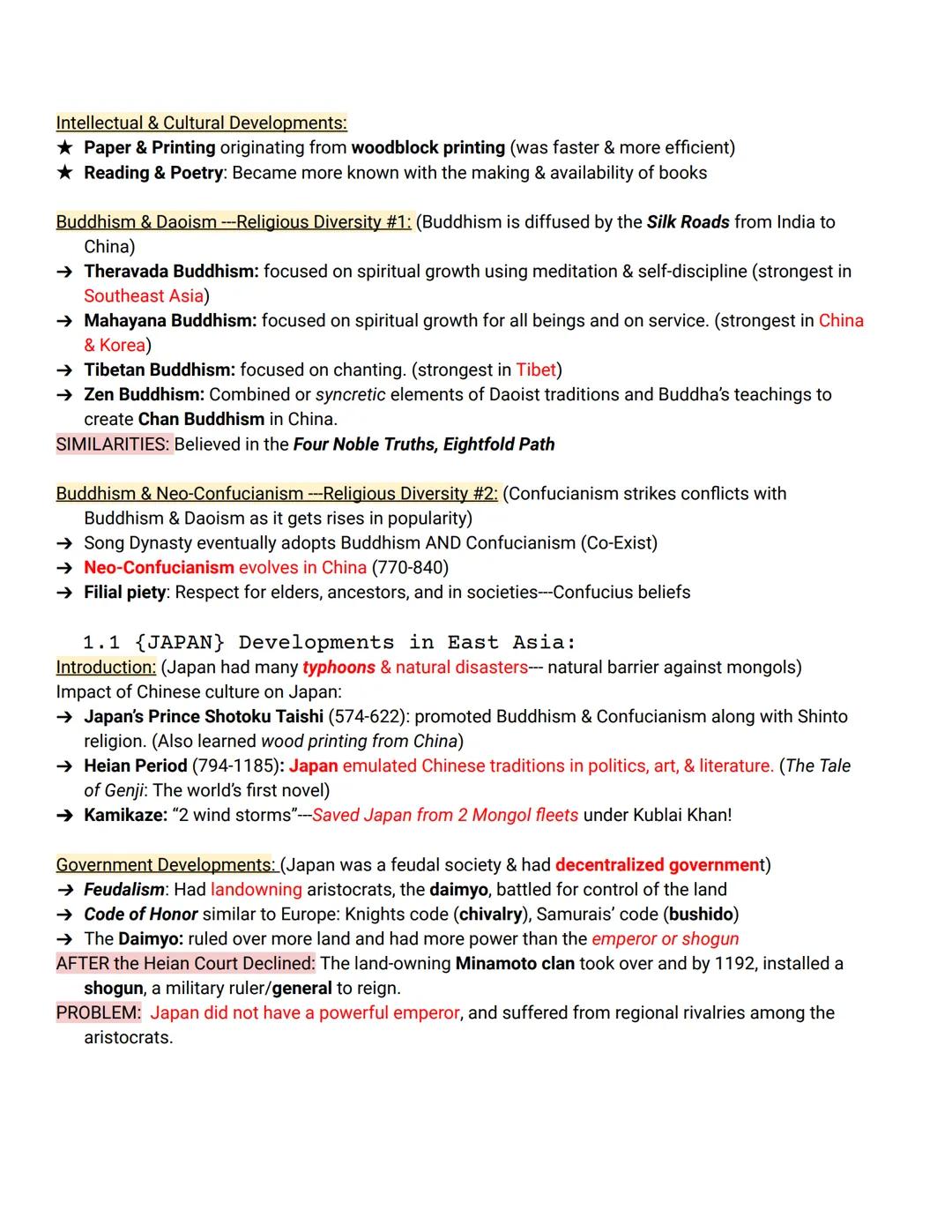 # UNIT ONE: GLOBAL TAPESTRY
-----(Post-Classical Period: 1200-1450)-

1.  1 {CHINA} Developments in East Asia:
Society & Introduction: (Post