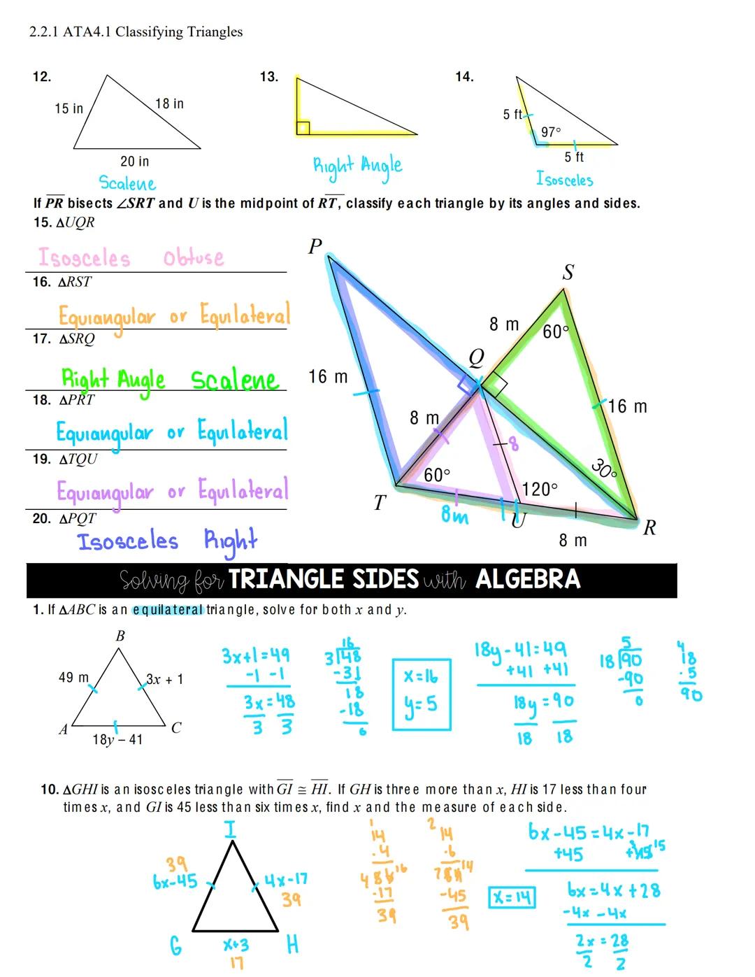 <p><strong>Classifying Triangles by Angles</strong></p>
<p>When classifying triangles by their angles, there are three main types: acute, ri