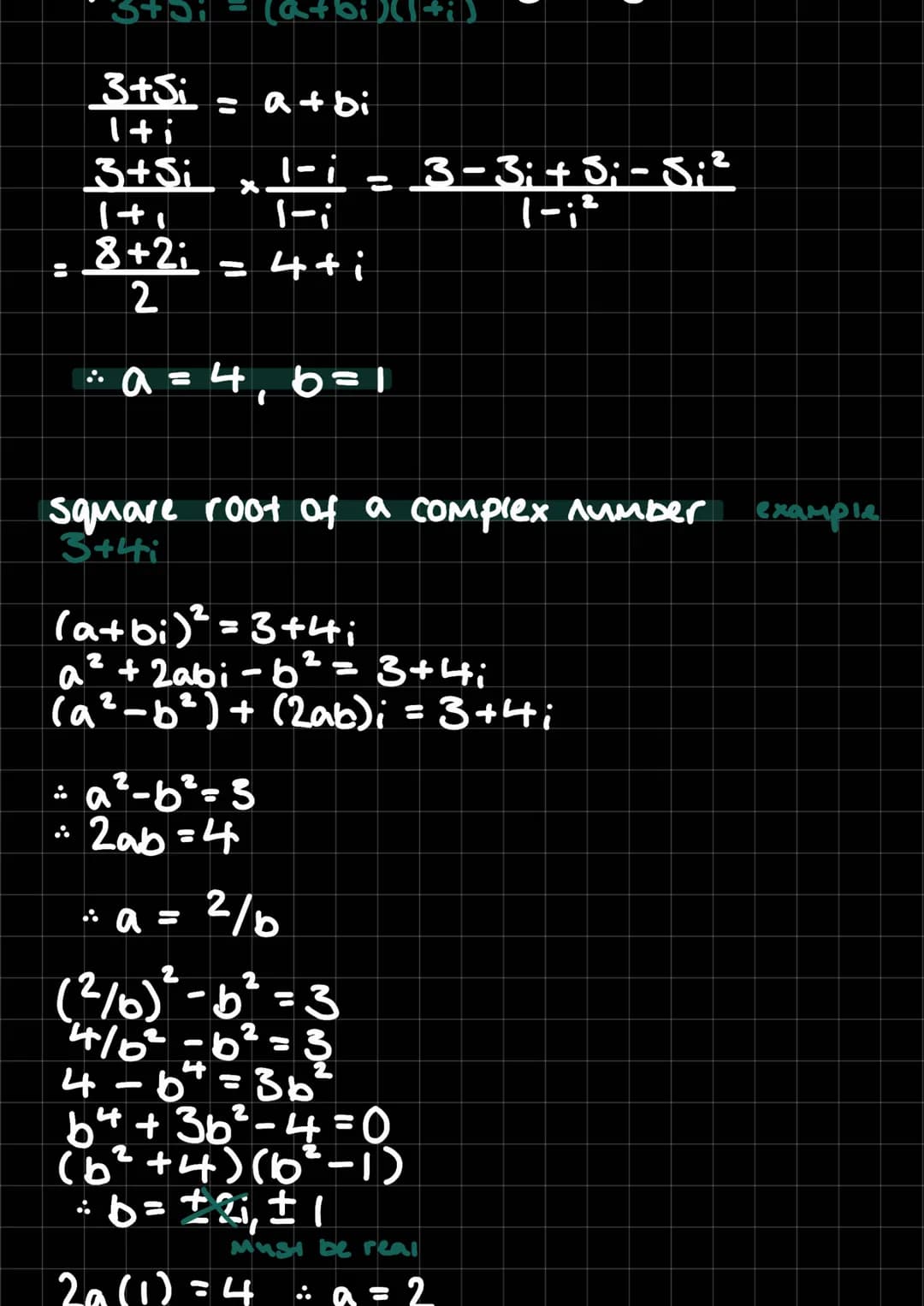 -1= i
where i is an imaginary number
real
imaginary
3+41
-i
odd indices
ior-i
even indices
1 or-1
solving quadratics
either factorise, compl