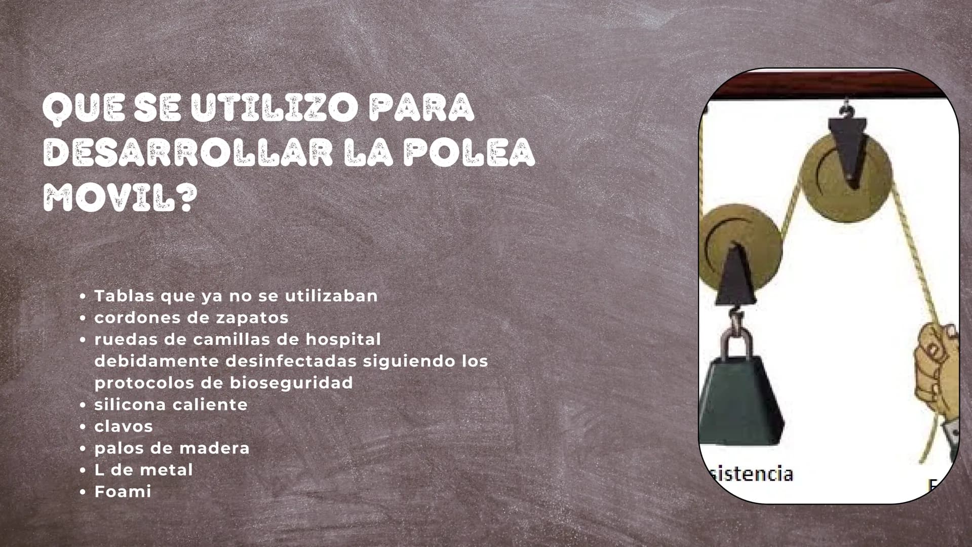 # TIPOS DE POLEAS

Fija y movil # ¿QUE ES LA POLEA
FIJA?

La polea fija es un dispositivo mecánico
que consta de una rueda con un borde en
e