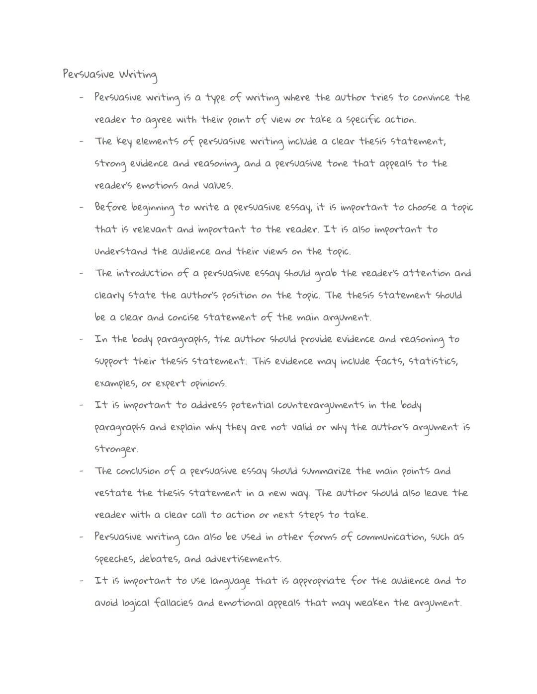 Persuasive Writing

- Persuasive writing is a type of writing where the author tries to convince the
reader to agree with their point of vie