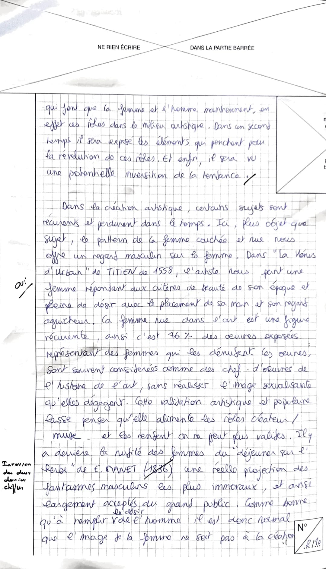 # NE RIEN ÉCRIRE

# DANS CE CADRE

Académie: Paiens

Examen ou Concours: Bac Blanc

Session:

Spécialité/option: Histoire des arts.

Epreuve