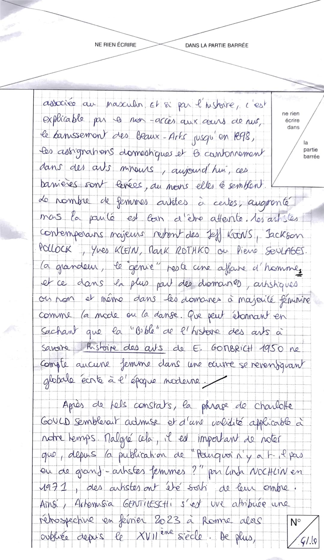 # NE RIEN ÉCRIRE

# DANS CE CADRE

Académie: Paiens

Examen ou Concours: Bac Blanc

Session:

Spécialité/option: Histoire des arts.

Epreuve