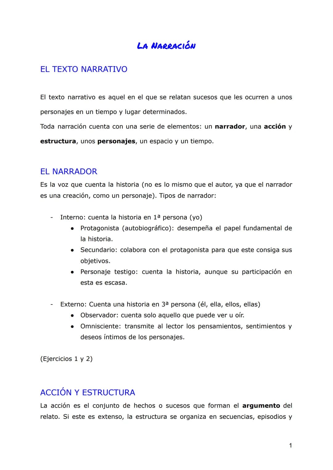 # LA NARRACIÓN

EL TEXTO NARRATIVO

El texto narrativo es aquel en el que se relatan sucesos que les ocurren a unos
personajes en un tiempo 