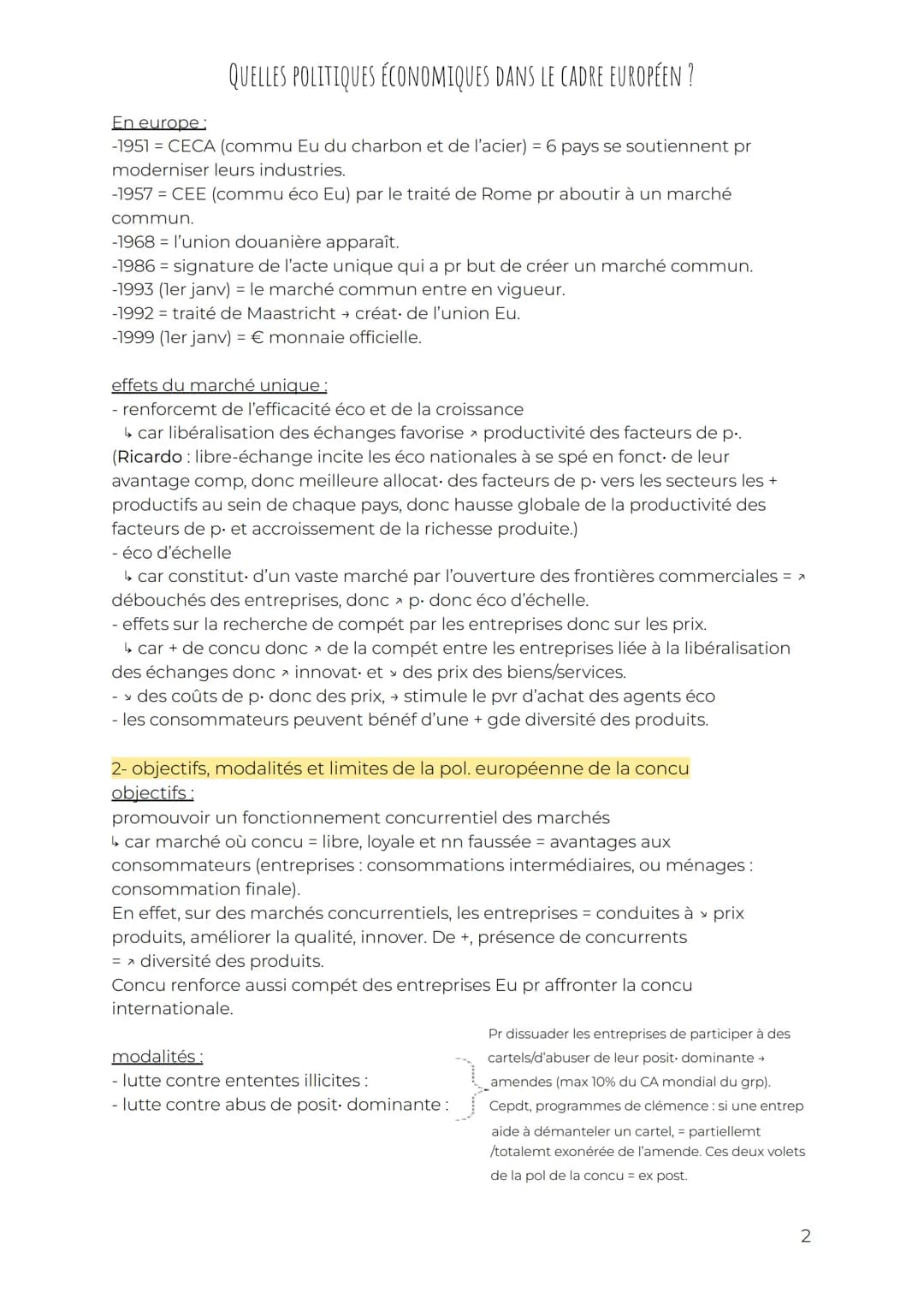# QUELLES POLITIQUES ÉCONOMIQUES DANS LE CADRE EUROPÉEN ?

Définitions:

-marché unique/commun = espace où les marchandises, personnes, capi