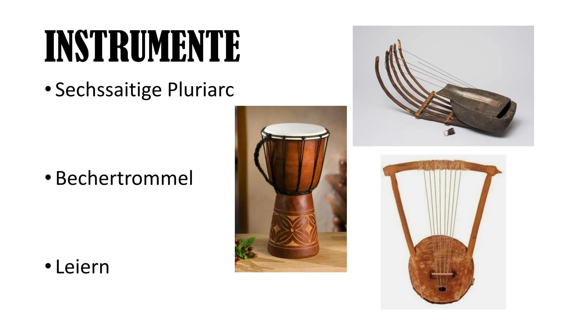# Traditionelle
# afrikanische Musik # ALLGEMEINES

*   Starker Einfluss arabischer Musik wird
vernachlässigt
*   Mit Trommeln gespielte Rhy