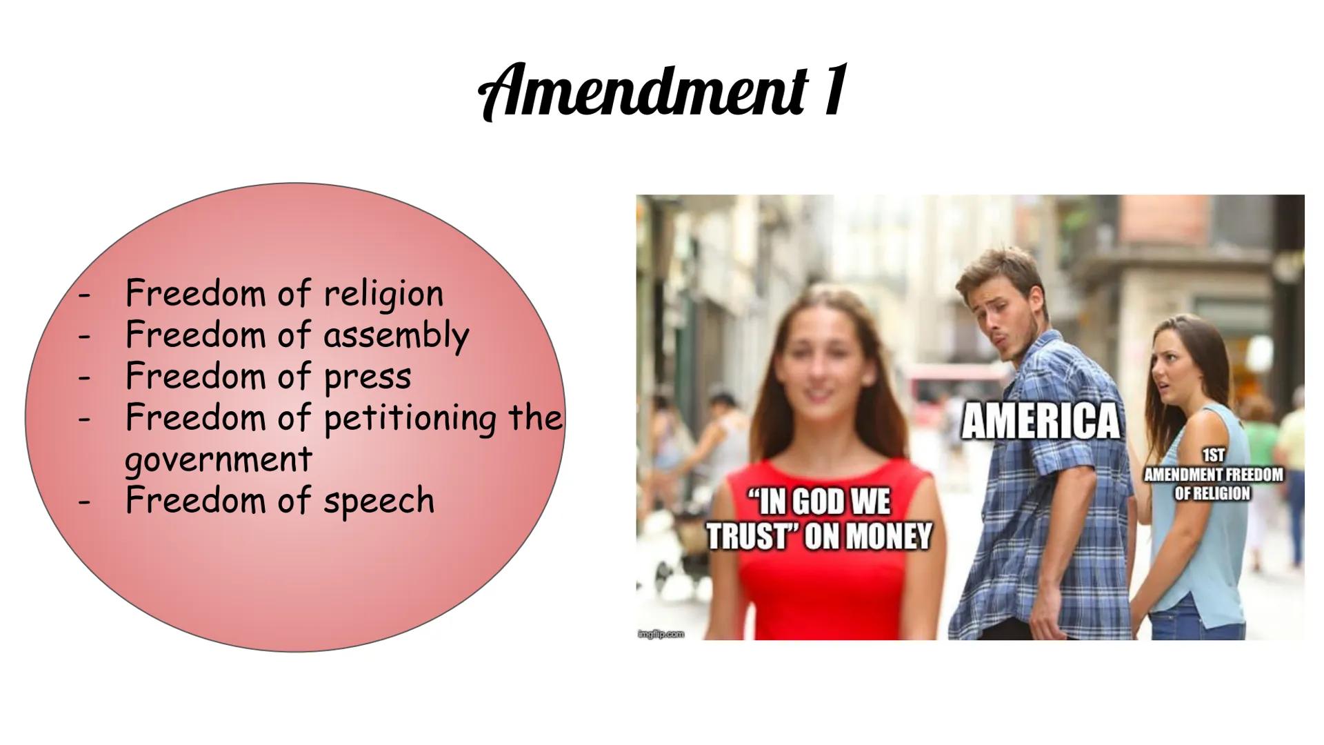 Understanding the Bill of
Rights: Meme Project

Layla Guthrie #13
AP Gov Section J
Due Date: October 4, 2019 # Amendment 1

- Freedom of rel