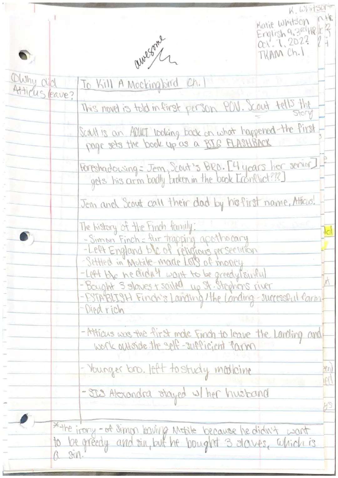 
<p>In the first chapter of "To Kill a Mockingbird," the story is narrated by Scout, an adult who is looking back on her childhood. The nove