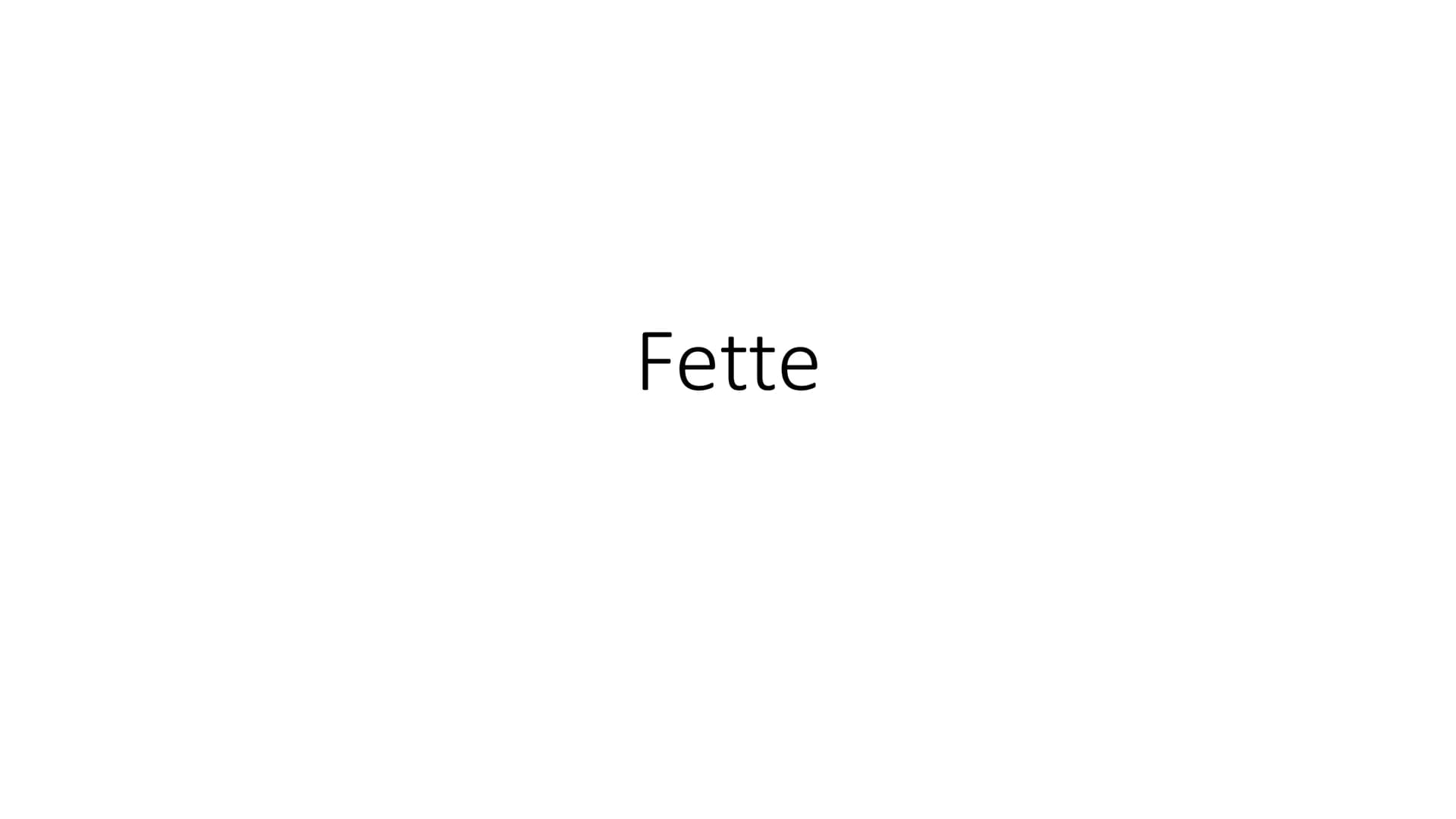 Fette # Gliederung
1. Was sind Fette?
2. Bedeutung der Fette
3. Aufbau und Eigenschaften
4. Fettsäuren
5. Margarine
6. Gewinnung
7. Verwendu