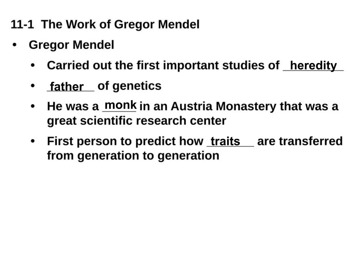 # BIOLOGY
## Genetics 1 • Genetics – the study of heredity
• Heredity – passing on of traits from parent to offspring
• Chromosomes - the ge