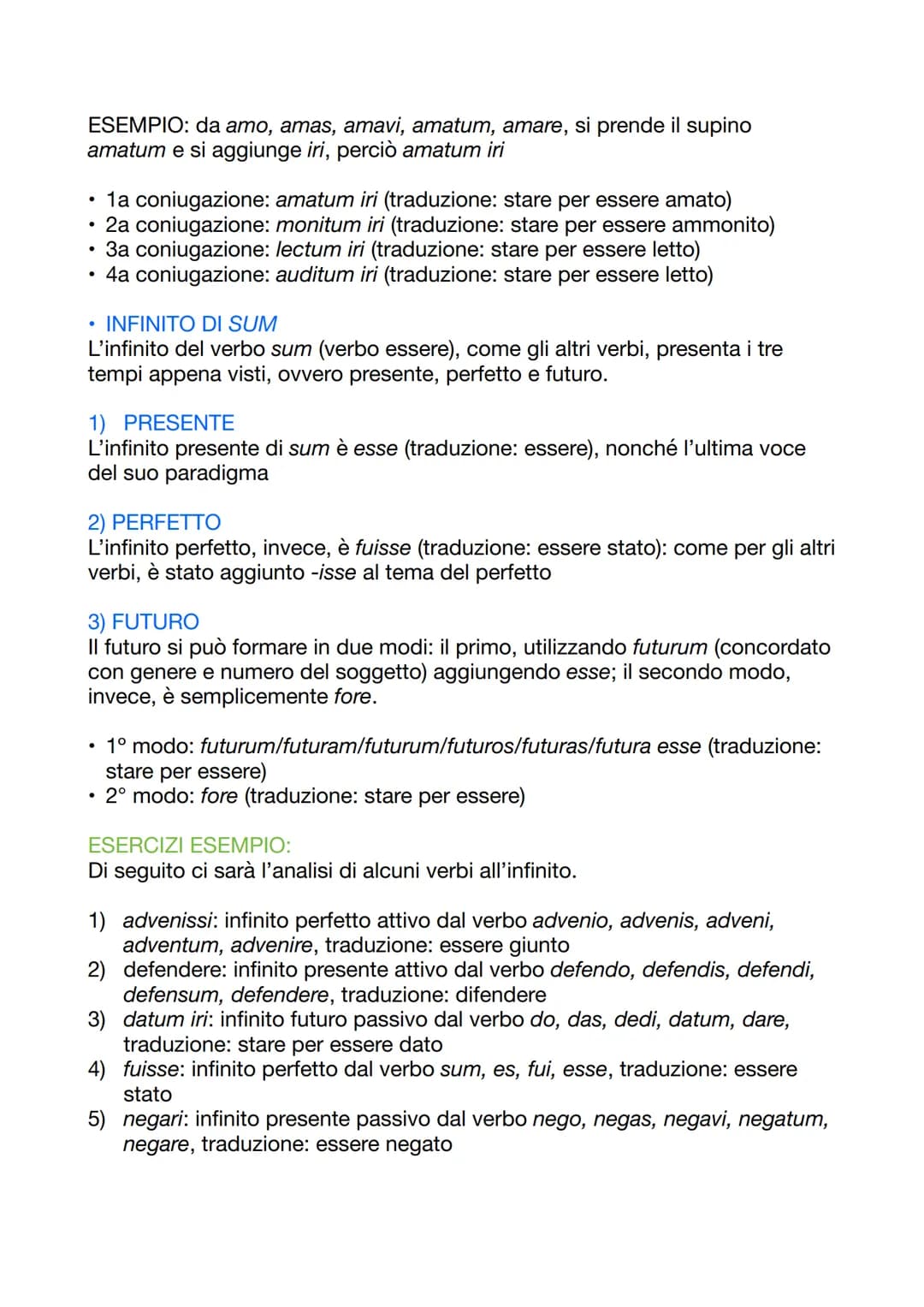 # INFINITO E INFINITIVE LATINO
In latino, l'infinito presenta tre tempi (presente, perfetto e futuro) e può essere
attivo o passivo
* IN