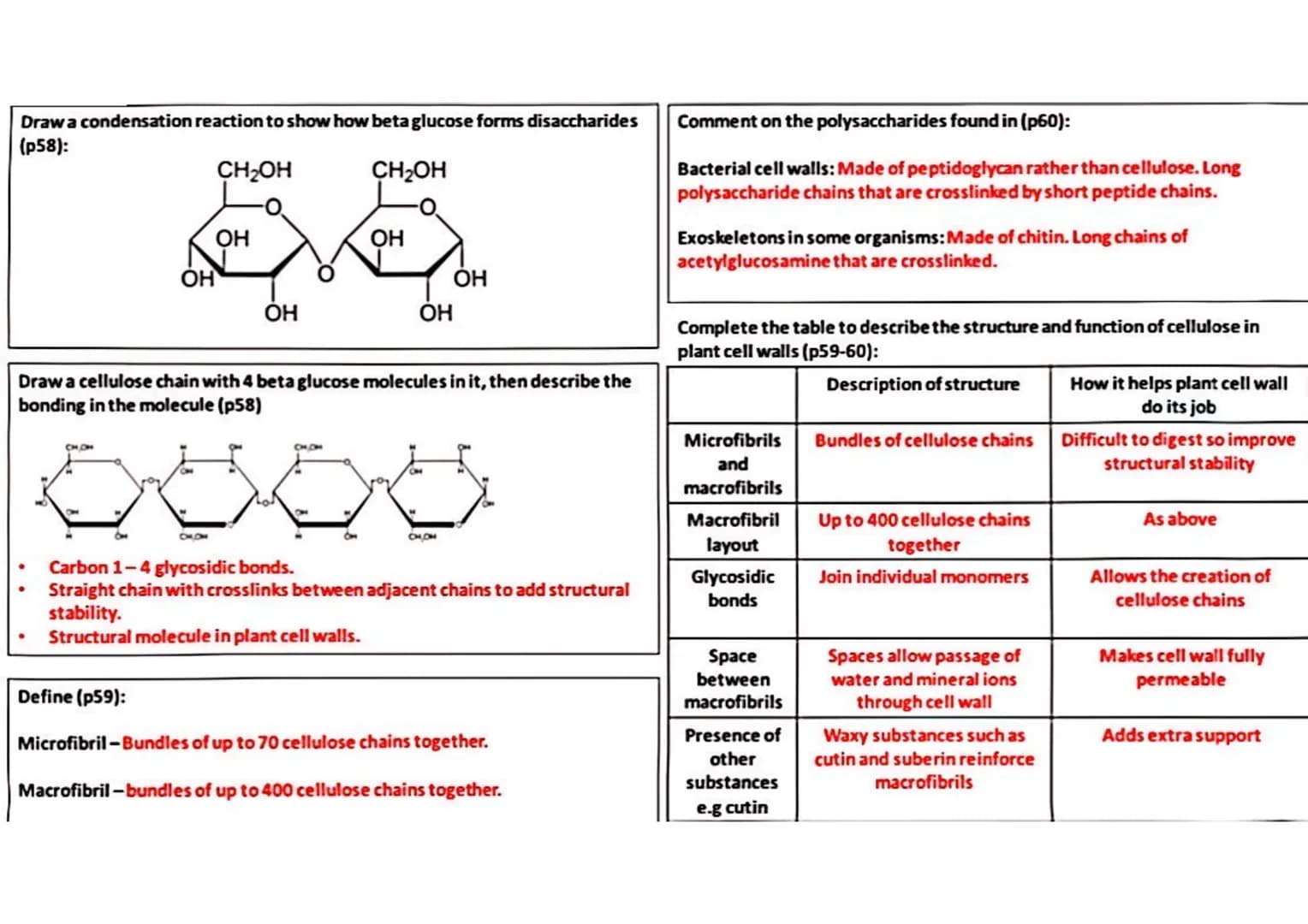 2.1.2 Biological Molecules
Complete the table to summarise properties of water (p52-53):
| Property | Features/description | Usefulness/app
