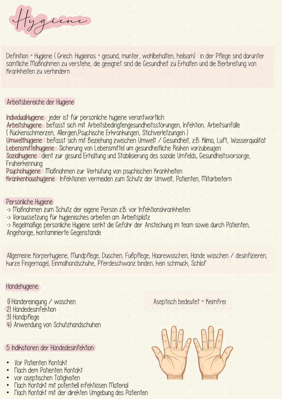 # Hygeune
Definition Hygiene (Griech. Hygieinos gesund, munter, wohlbehalten, heilsam) in der Pflege sind darunter
sämtliche Maßnahmen zu v
