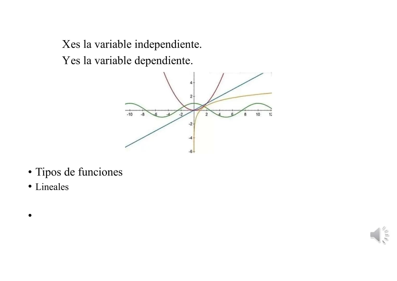 # ESTUDIO DE FUNCIONES
Concepto y Dominio
• ¿Qué es una función?
Una función es una fórmula matemática con dos variables x e y. Xes la va