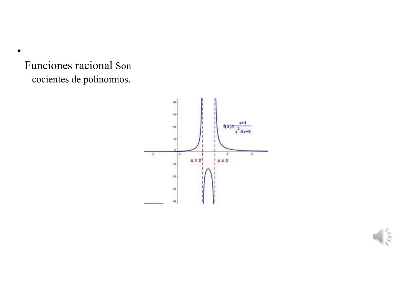 # ESTUDIO DE FUNCIONES
Concepto y Dominio
• ¿Qué es una función?
Una función es una fórmula matemática con dos variables x e y. Xes la va