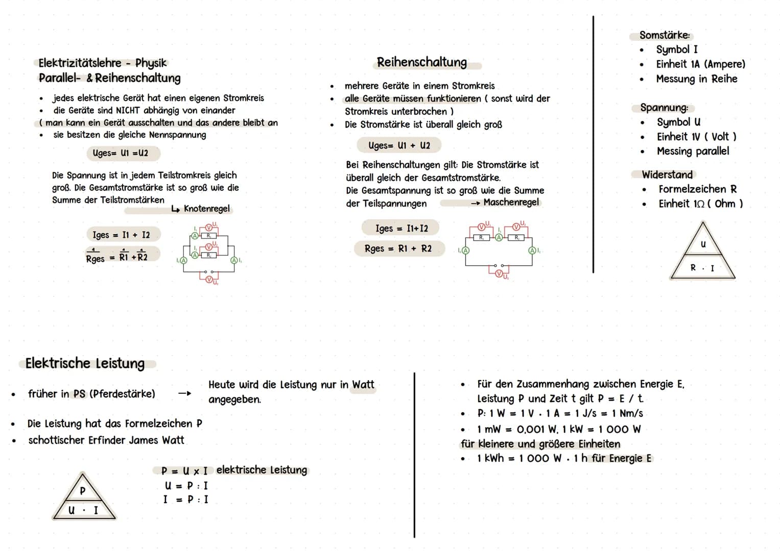 # Elektrizitätslehre - Physik
Parallel- & Reihenschaltung
- jedes elektrische Gerät hat einen eigenen Stromkreis
- die Geräte sind NICHT ab