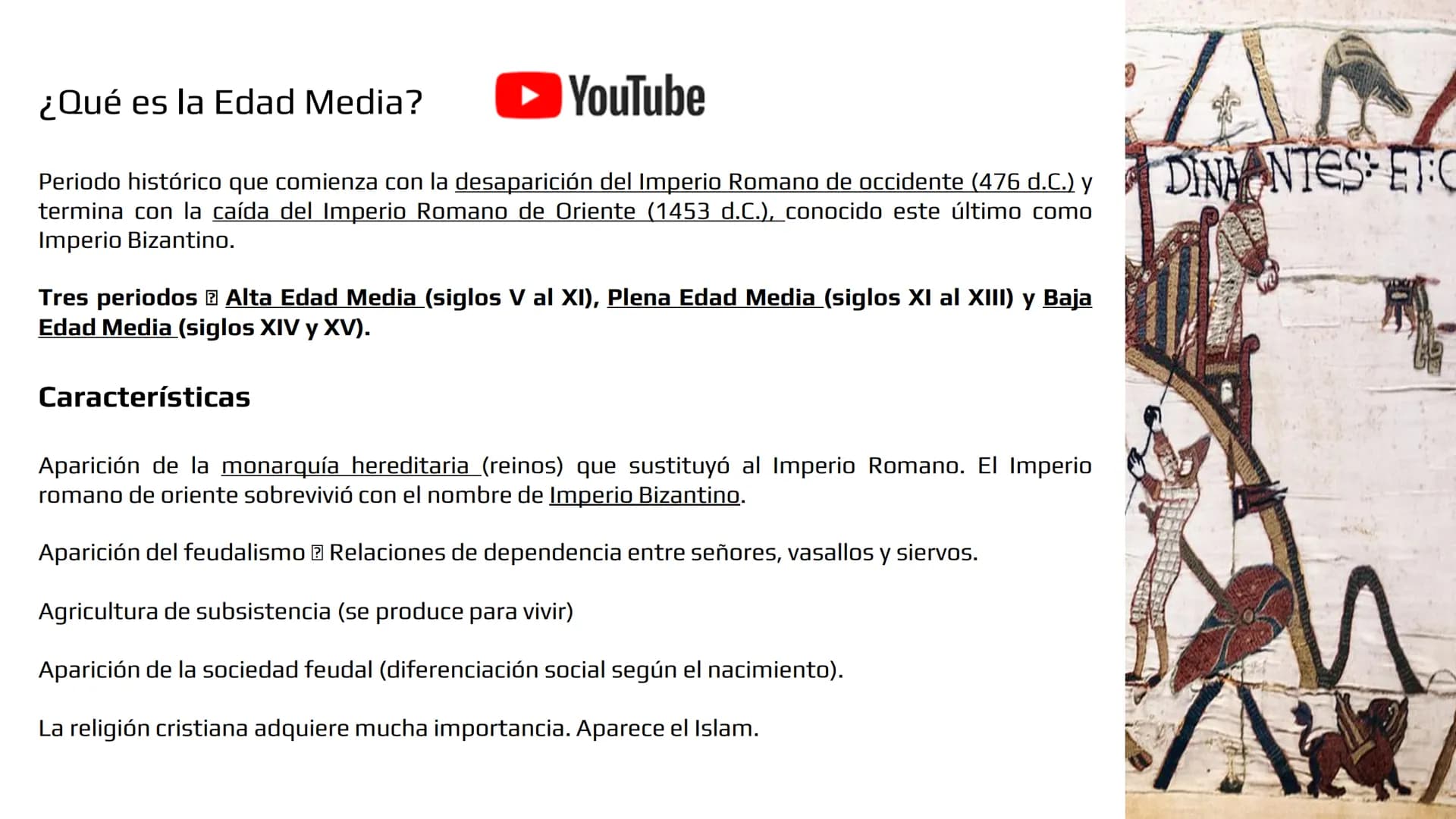 # La Alta Edad Media y el Islam
Prof. Álvaro Sánchez Climent # ¿Qué es la Edad Media?
YouTube
Periodo histórico que comienza con la desap