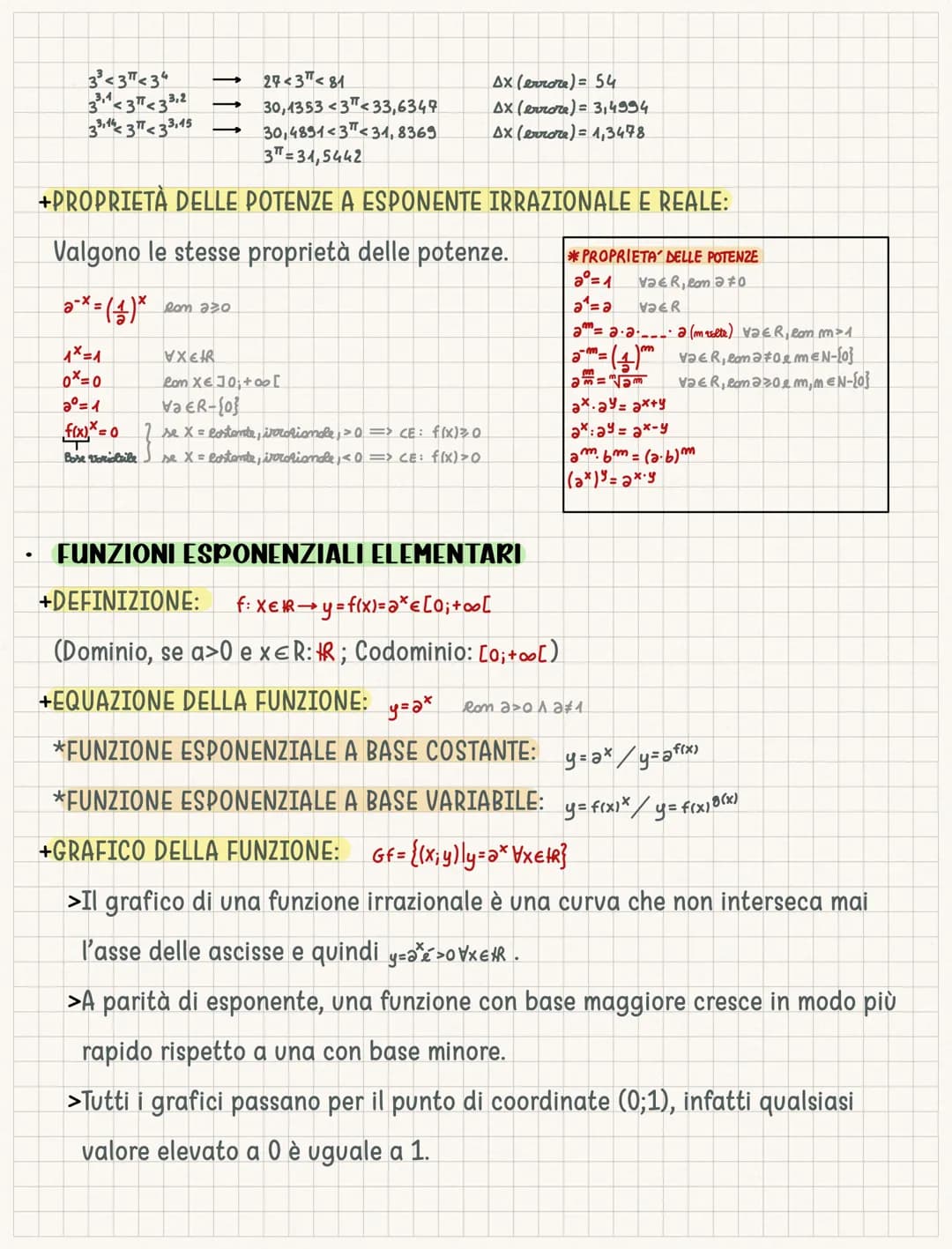 # Funzioni esponenziali
- POTENZE A ESPONENTE IRRAZIONALE E REALE ǝx com XER-Q
Dato che i numeri irrazionali hanno una parte decimale infi