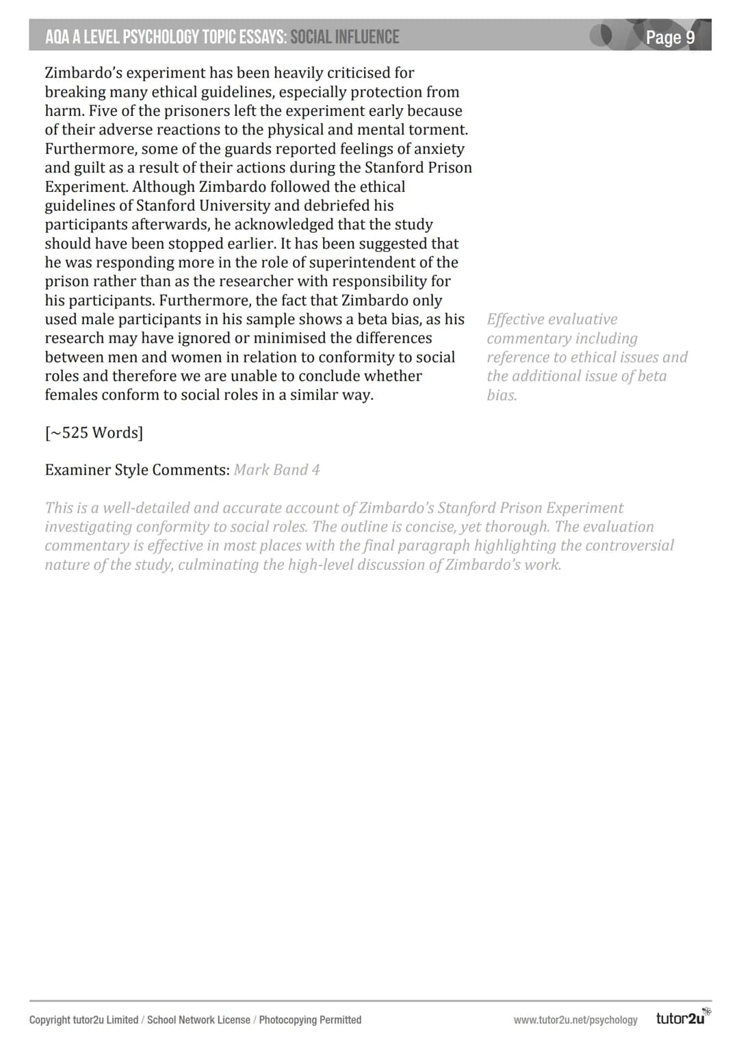 # AQA A LEVEL
# PSYCHOLOGY
# TOPIC ESSAYS
Social Influence
JOSEPH SPARKS & HELEN LAKIN Page 2
AQA A LEVEL PSYCHOLOGY TOPIC ESSAYS: SOCIAL