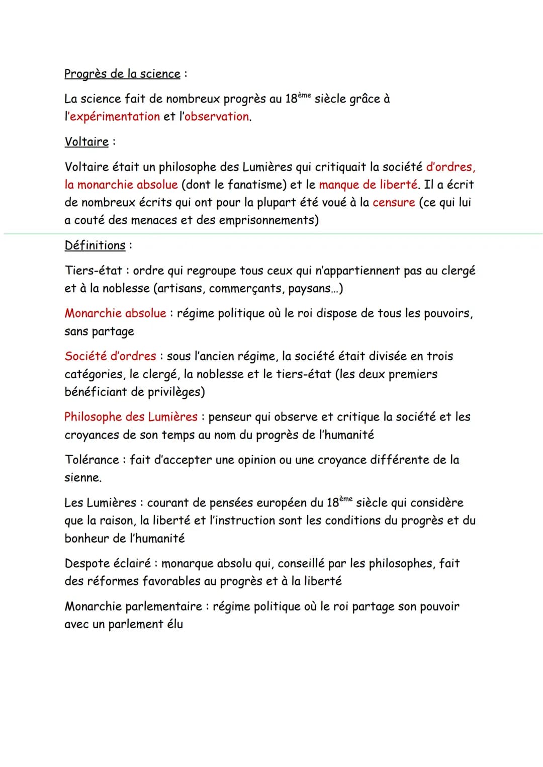 # Révision chap 2 Histoire: Les Lumières
Les Lumières est un mouvement philosophique et scientifique mené par des
savants et des philosophe