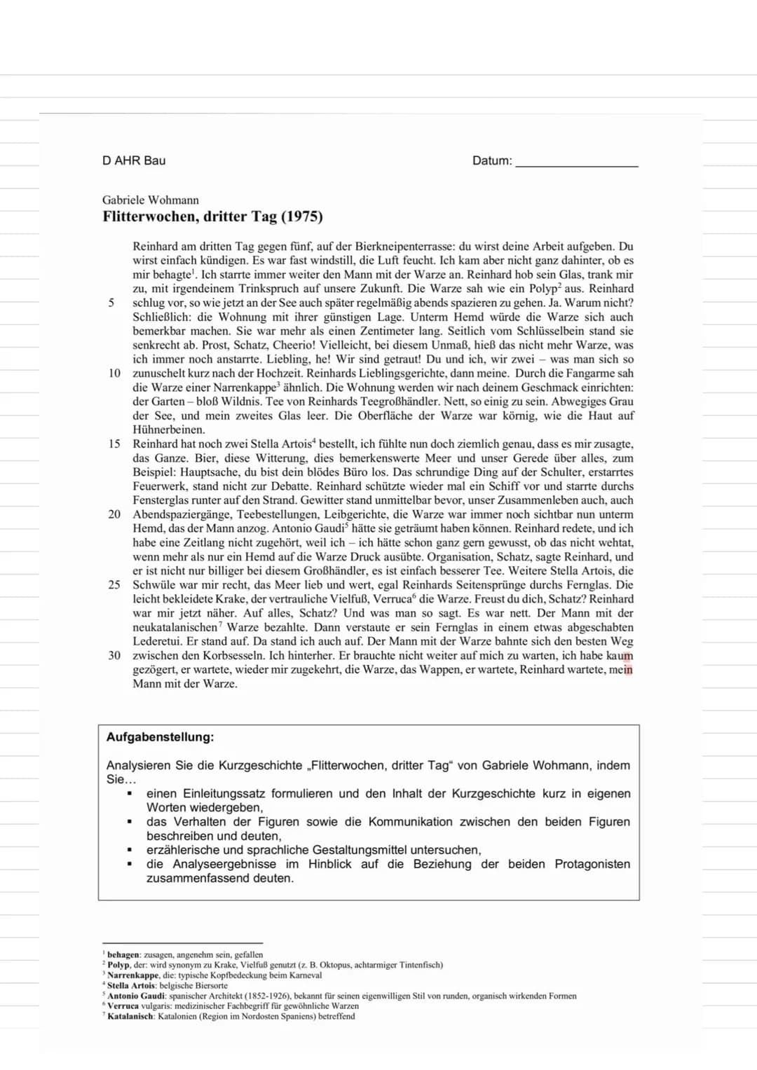 # Einleitung
* In der Kurzgeschichte >...< von >...< aus dem Jahr >...<, geht es um >...<.
* Kurzgeschichte kurz zusammenfassen (halbe