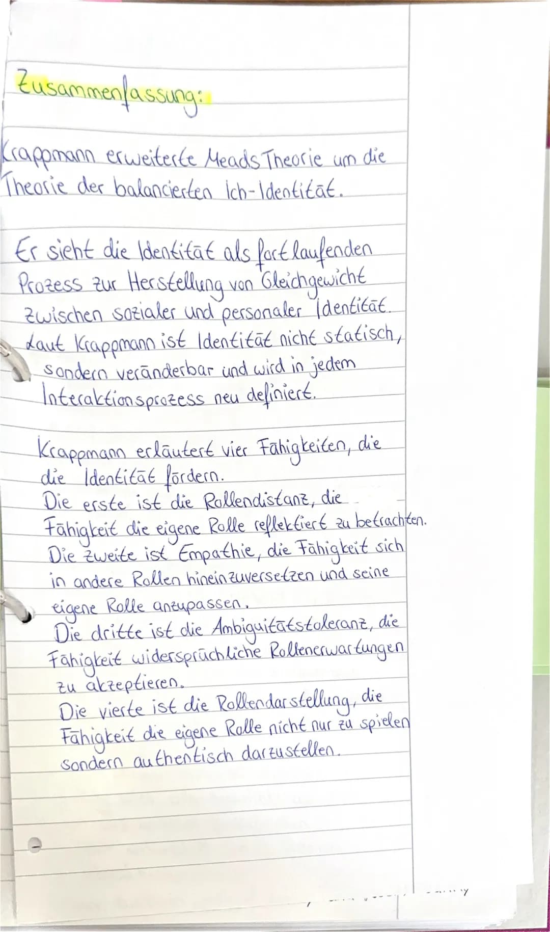 Krappmann
→ Identität und Identitätsbildung im Spiegel
des symbolischen Interaktionismus.
→ eine Erweiterung von Meads Theorie
Grundannah