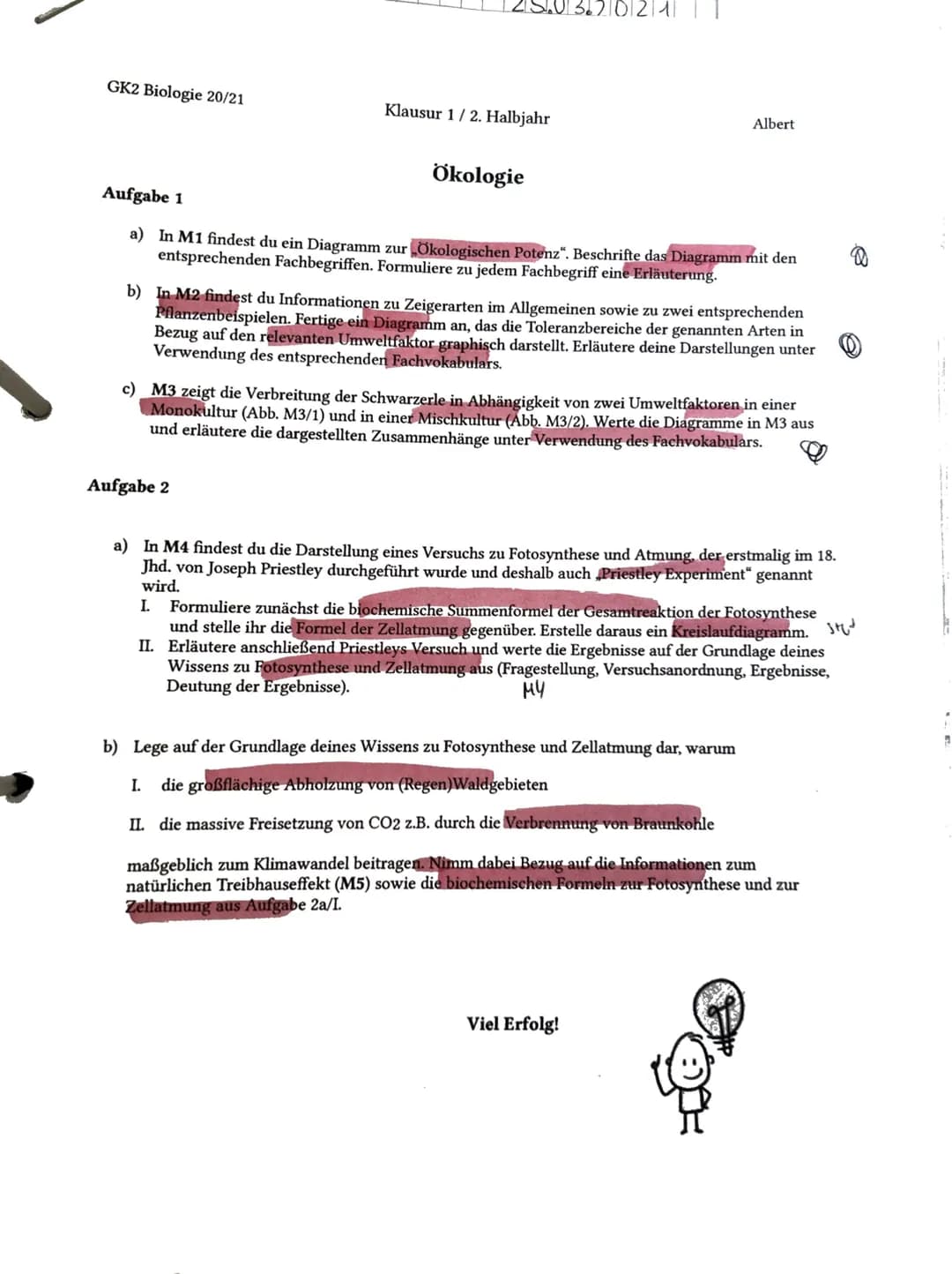 Aufgabe 1: Du hast...
a)
... das Diagramm zur Ökologischen Potenz mit den entsprechenden
Fachbegriffen korrekt beschriftet. (Je 1 P)
... die