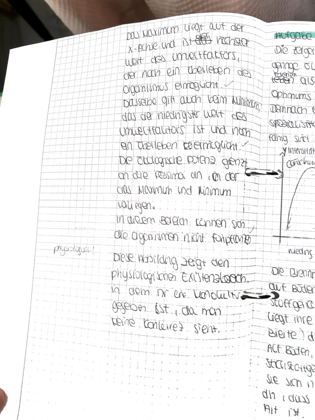 Aufgabe 1: Du hast...
a)
... das Diagramm zur Ökologischen Potenz mit den entsprechenden
Fachbegriffen korrekt beschriftet. (Je 1 P)
... die
