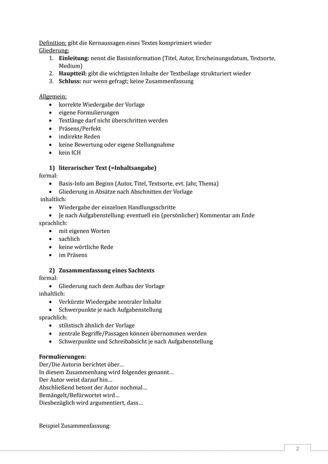 # Allgemeines
Unterschreitung der Textlänge ist immer problematisch, eine Überschreitung ist in jeder
Textsorte einzeln besprochen
Die 1.