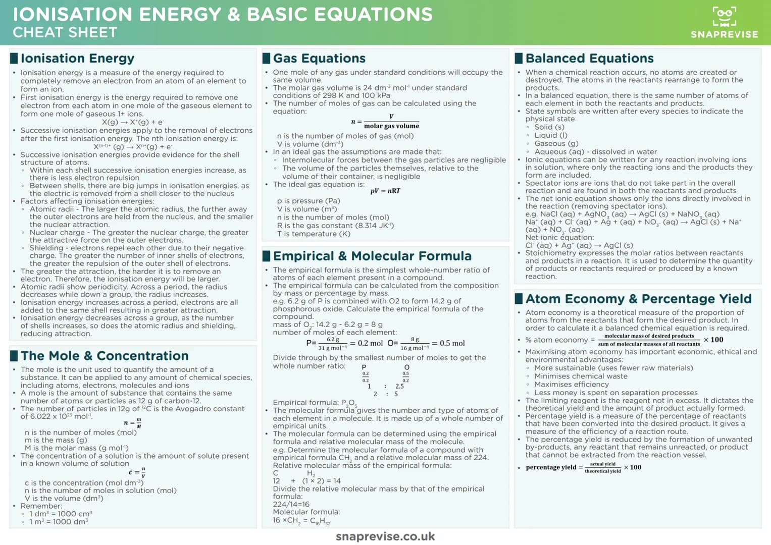 X
SNAPREVISE
X
THE ULTIMATE
A-LEVEL EDEXCEL CHEMISTRY
CHEATSHEET PACK
X
X
X X
Γ
00
X
SNAPREVISE
Achieve Better Grades with Less Stress
..